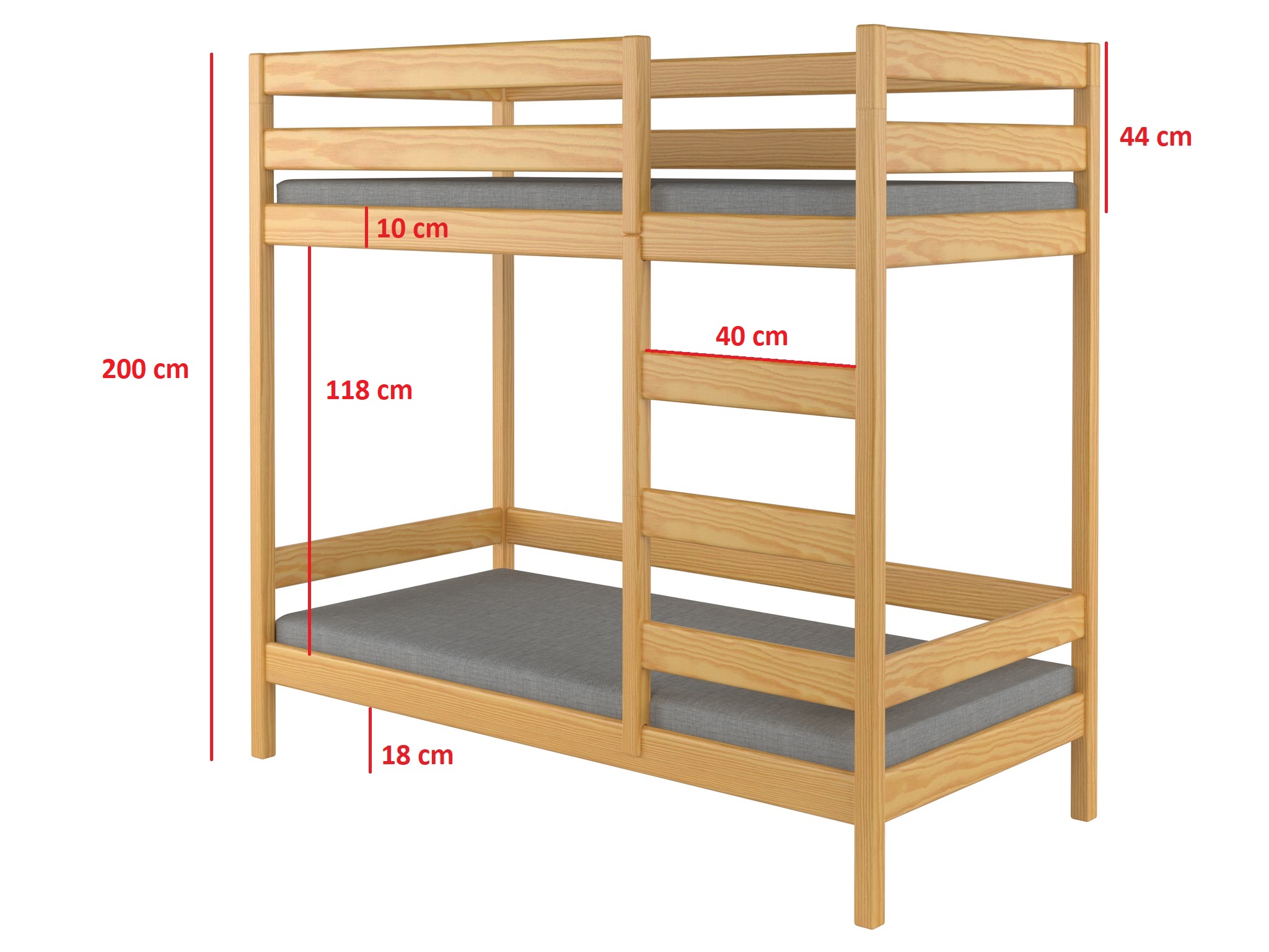 деревянная двухъярусная кровать с ламелями