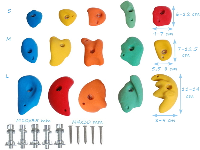 Kamienie do wspinaczki S M L Zestaw XXL Komplet 15szt