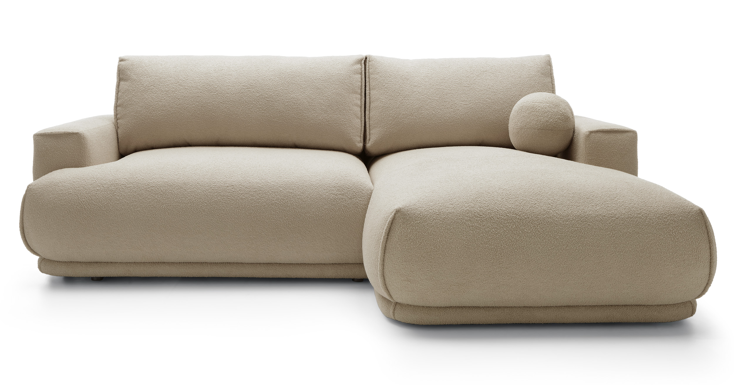 Ecksofa mit Schlaf-Funktion Divo Mini L-förmig mit Stauraum hellbeige Boucle rechtsseitig