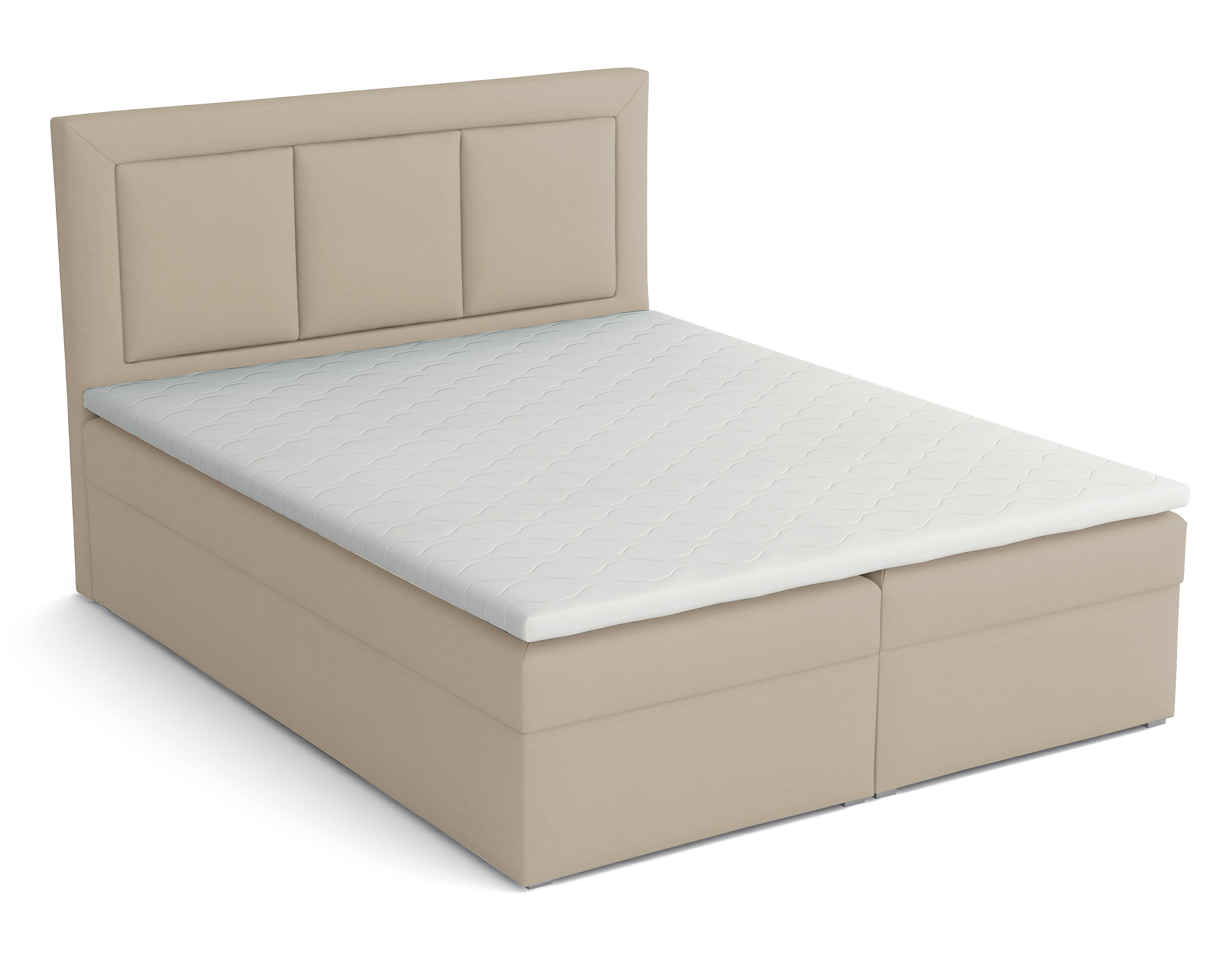 Kontinentalbett 140x200 cm Ligma mit Stauraum und Topper in graubeigem, hydrophobem Velvet