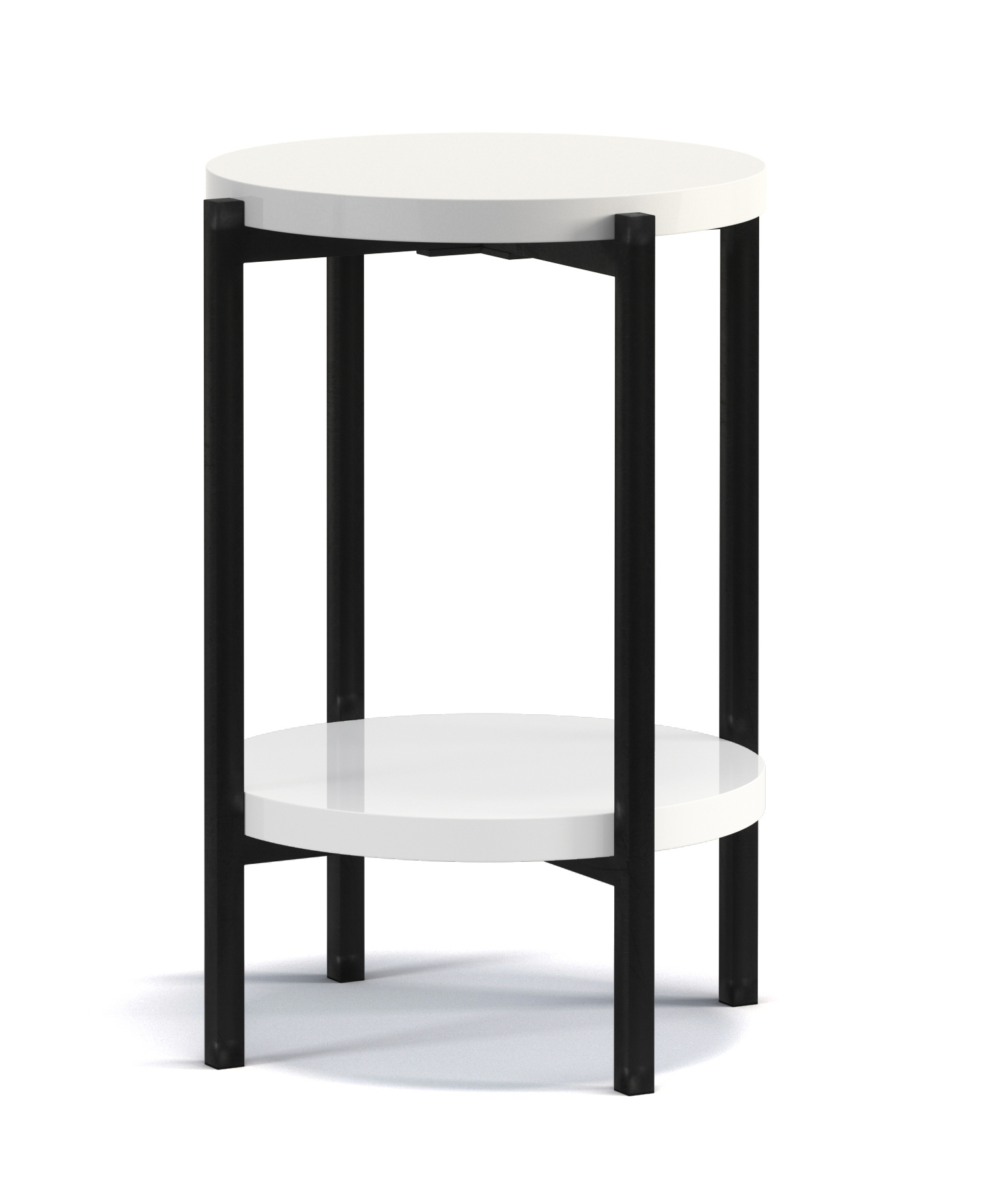 Kaffeetisch Kortala rund 40 cm weiß Hochglanz hoch
