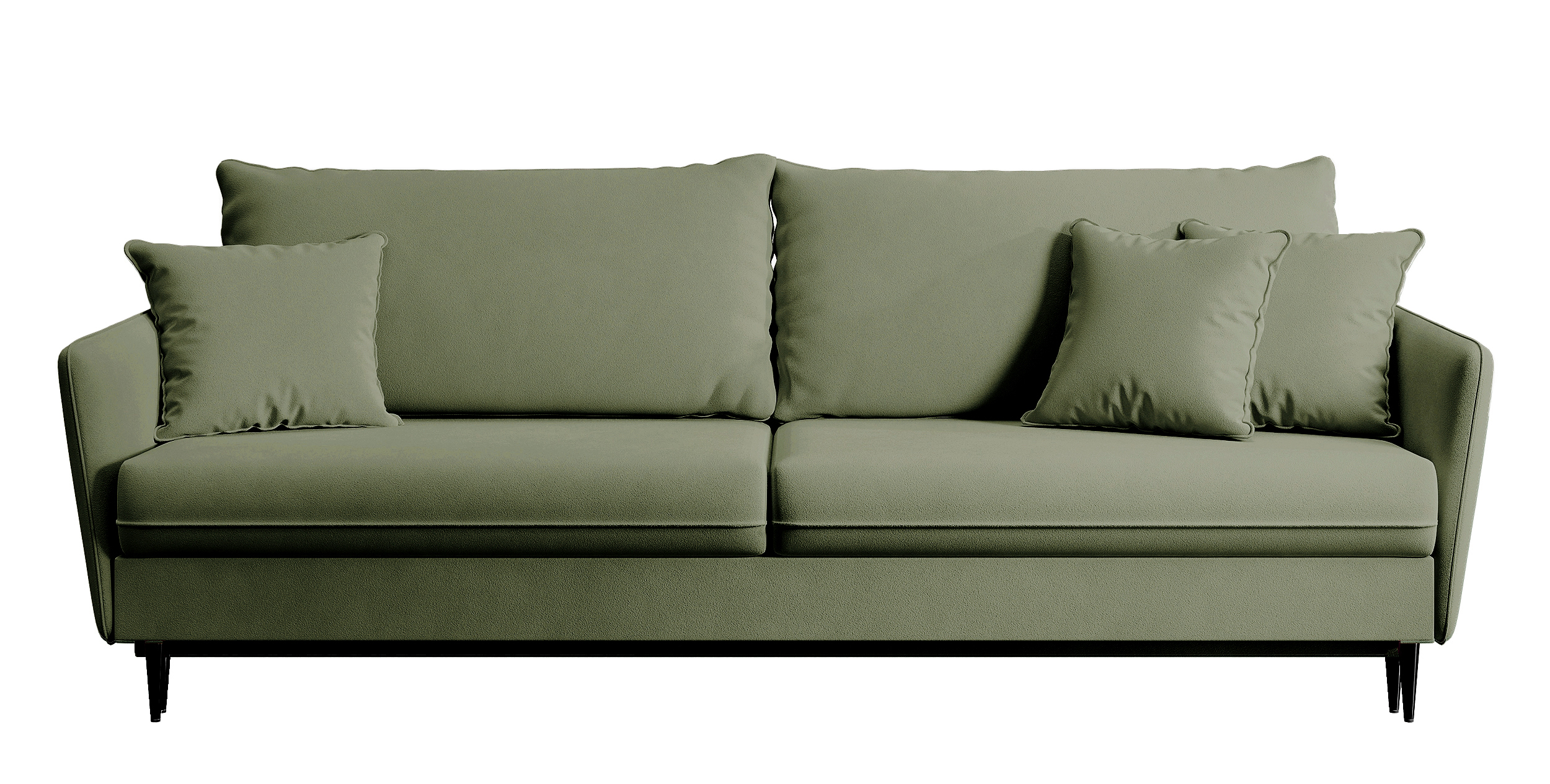 Dreisitzer-Sofa Volio grüner Samt hydrophobe schwarze Beine
