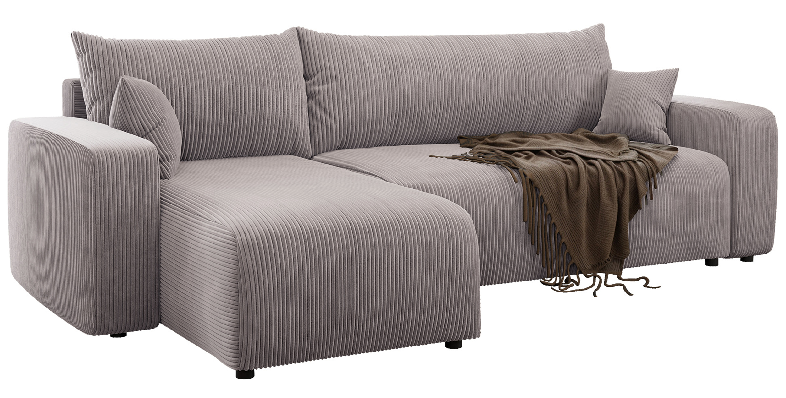 Ecksofa mit Schlaf-Funktion Pianoni L-förmig universal mit Stauraum beige Cordstoff