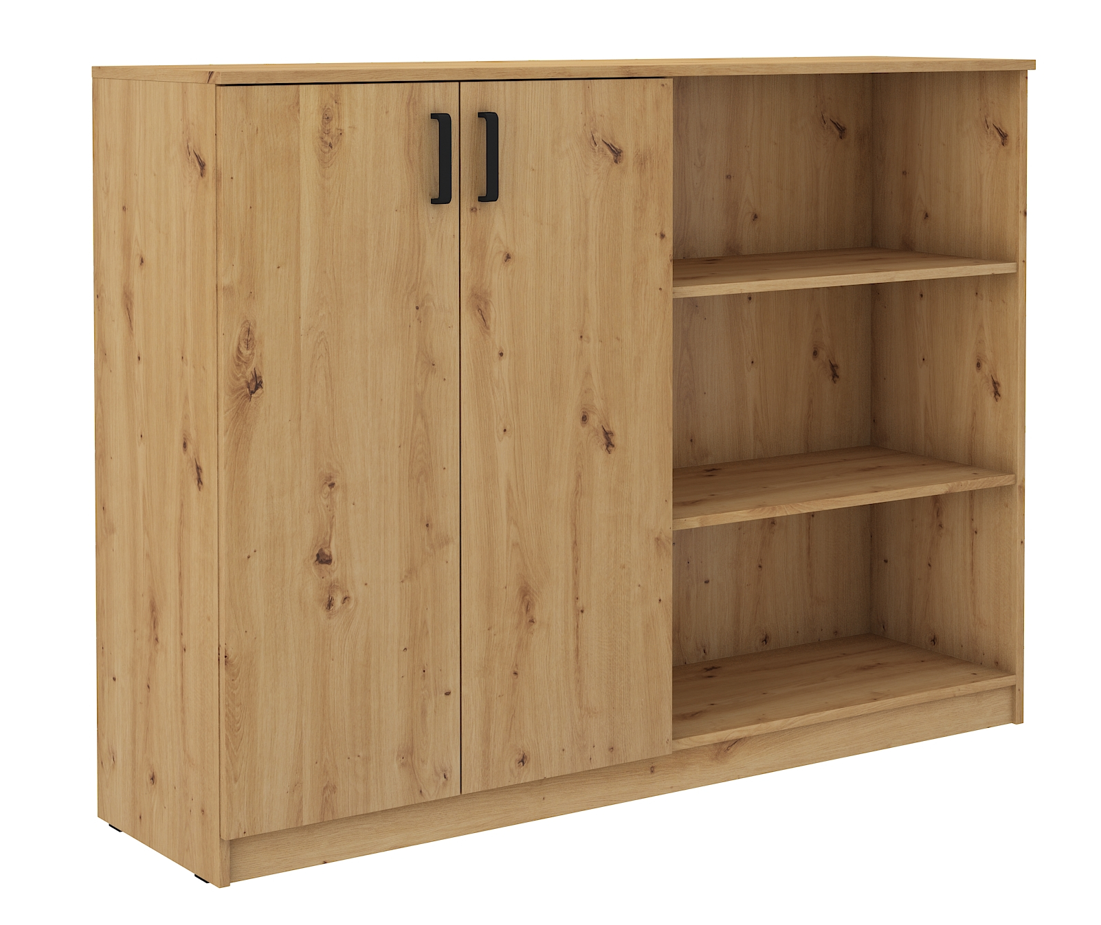 Hochkommode Stundly mit drei Fächern, 160 cm, Artisan-Eiche