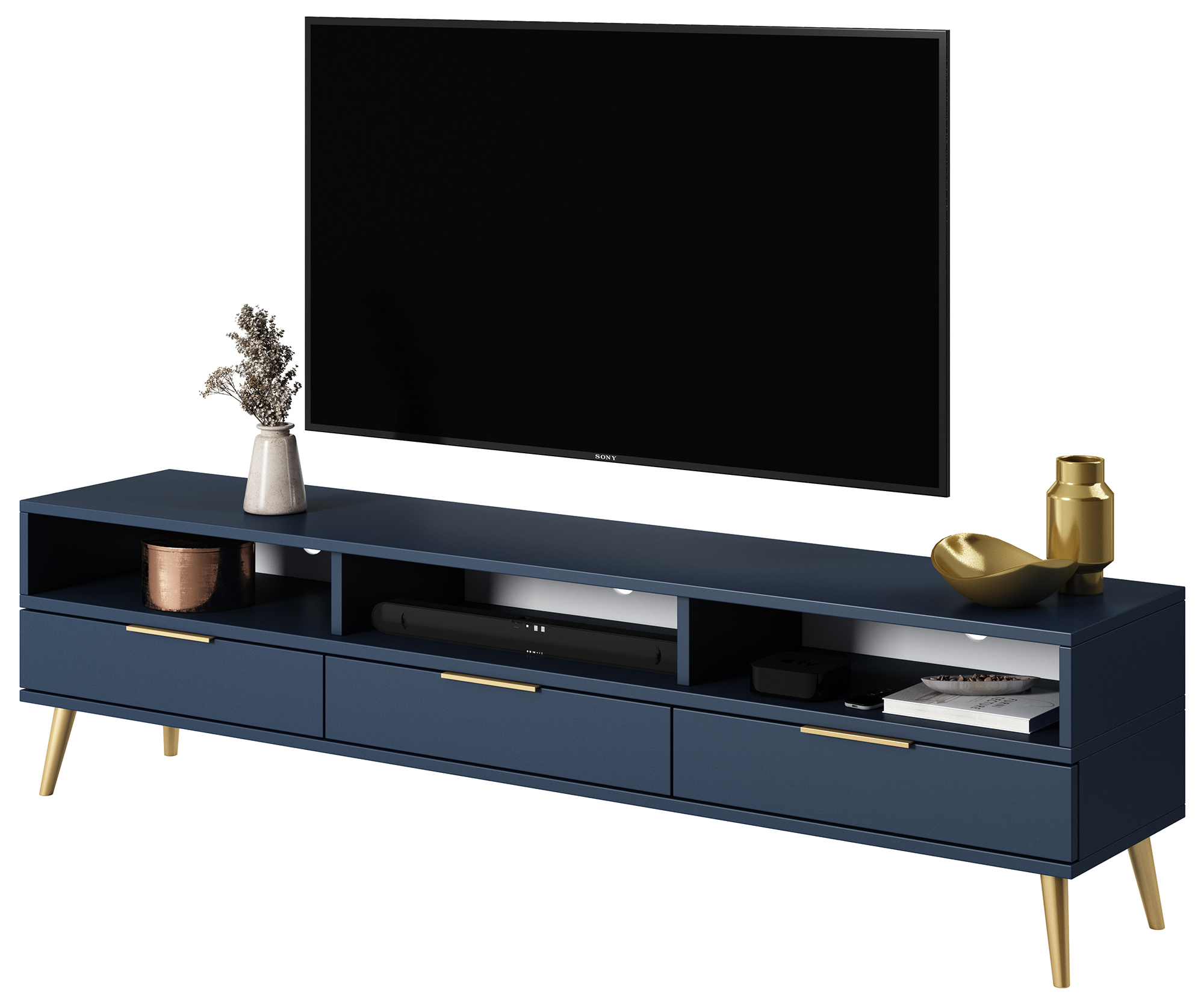 TV-Lowboard MOGLIANO dunkelblau 160 cm