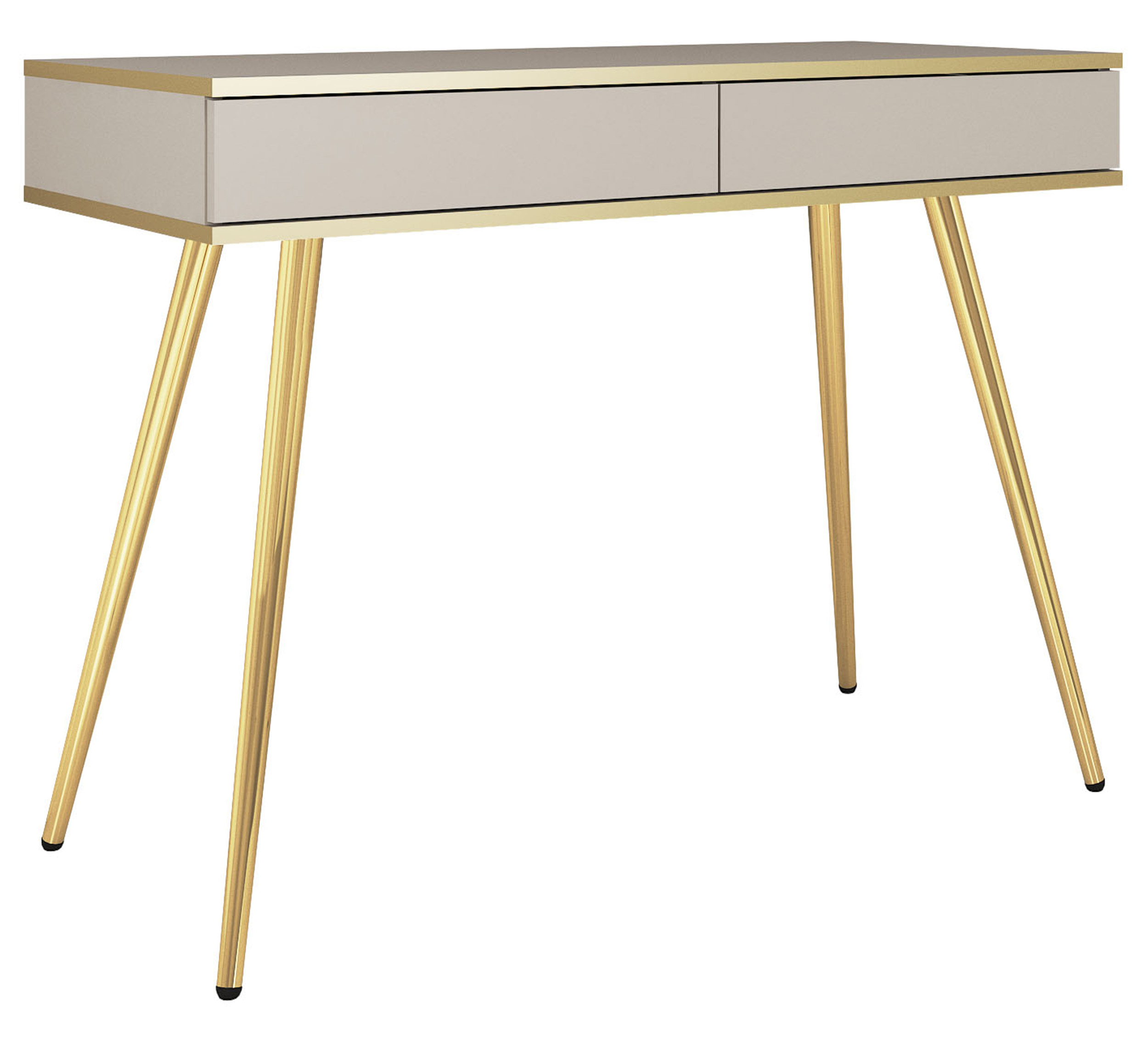 Glinte Schminktisch mit zwei Schubladen 102 cm beige mit goldenen Beinen