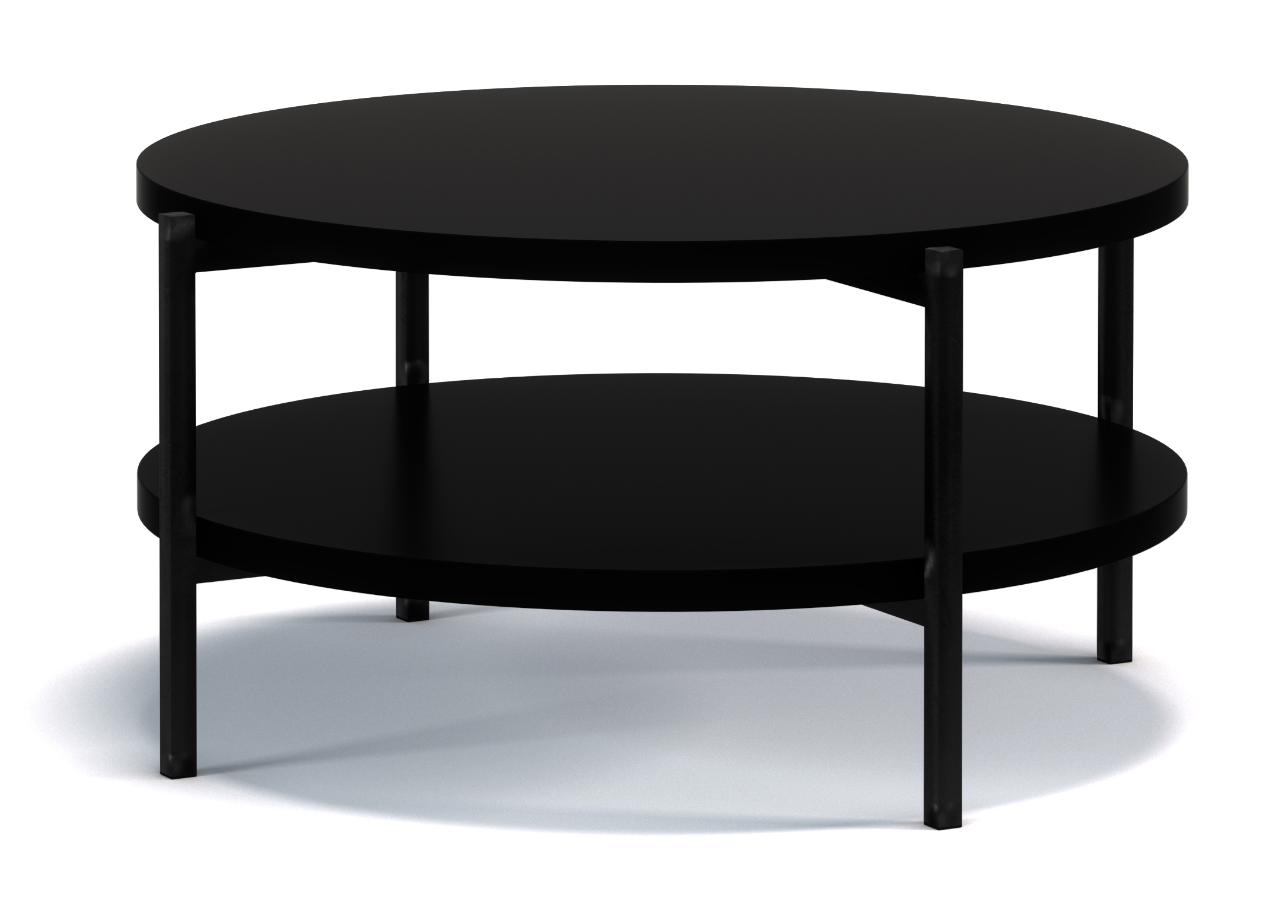 Kaffeetisch Kortala rund 80 cm schwarz matt mit Regal
