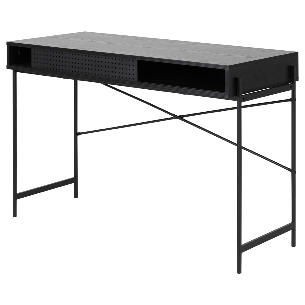 Schreibtisch DUFFMAN Esche schwarz/schwarz 110x50 cm mit Fach