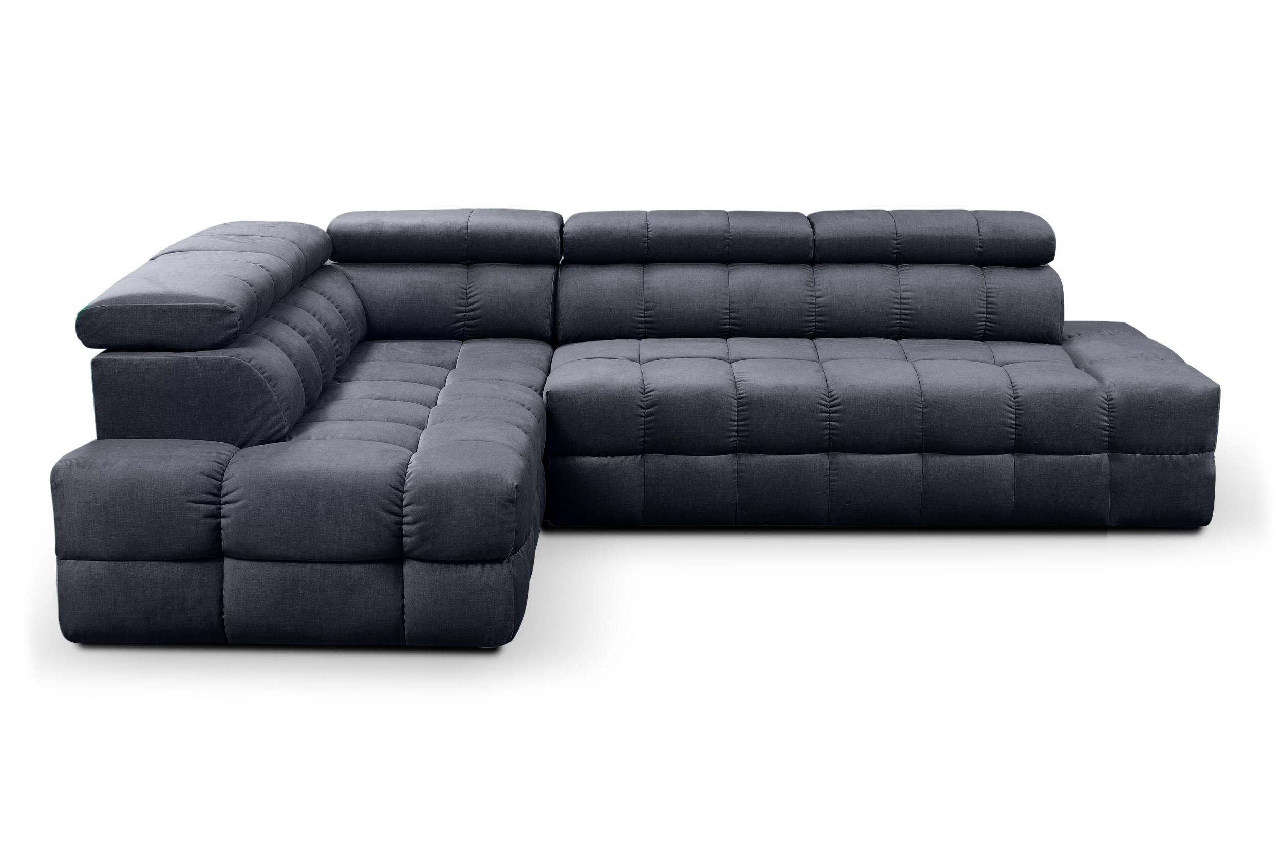 Ecksofa mit Schlaffunktion Torazo L-förmig mit Stauraum dunkelgrau hydrophobischer Velours linksseitig