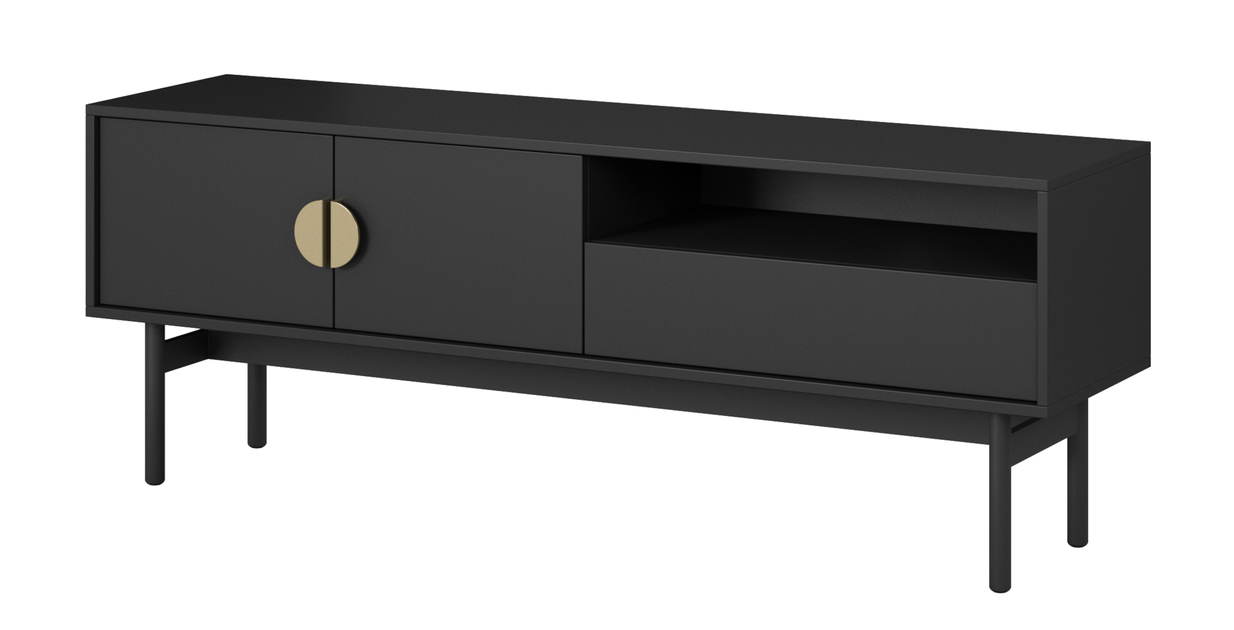 TV-Schrank Stoon mit Schublade 154 cm Schwarz