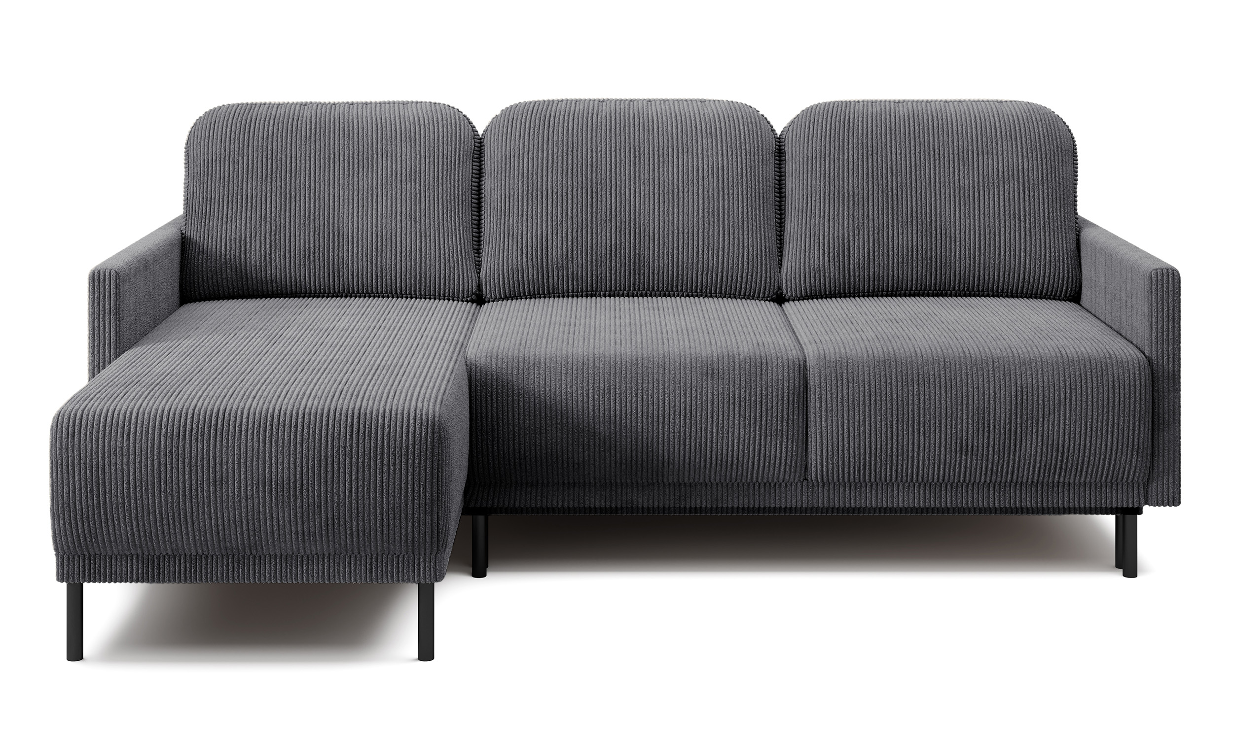 Ecksofa Hamiel L-förmig mit Stauraum, universell, blau-grau Cordstoff