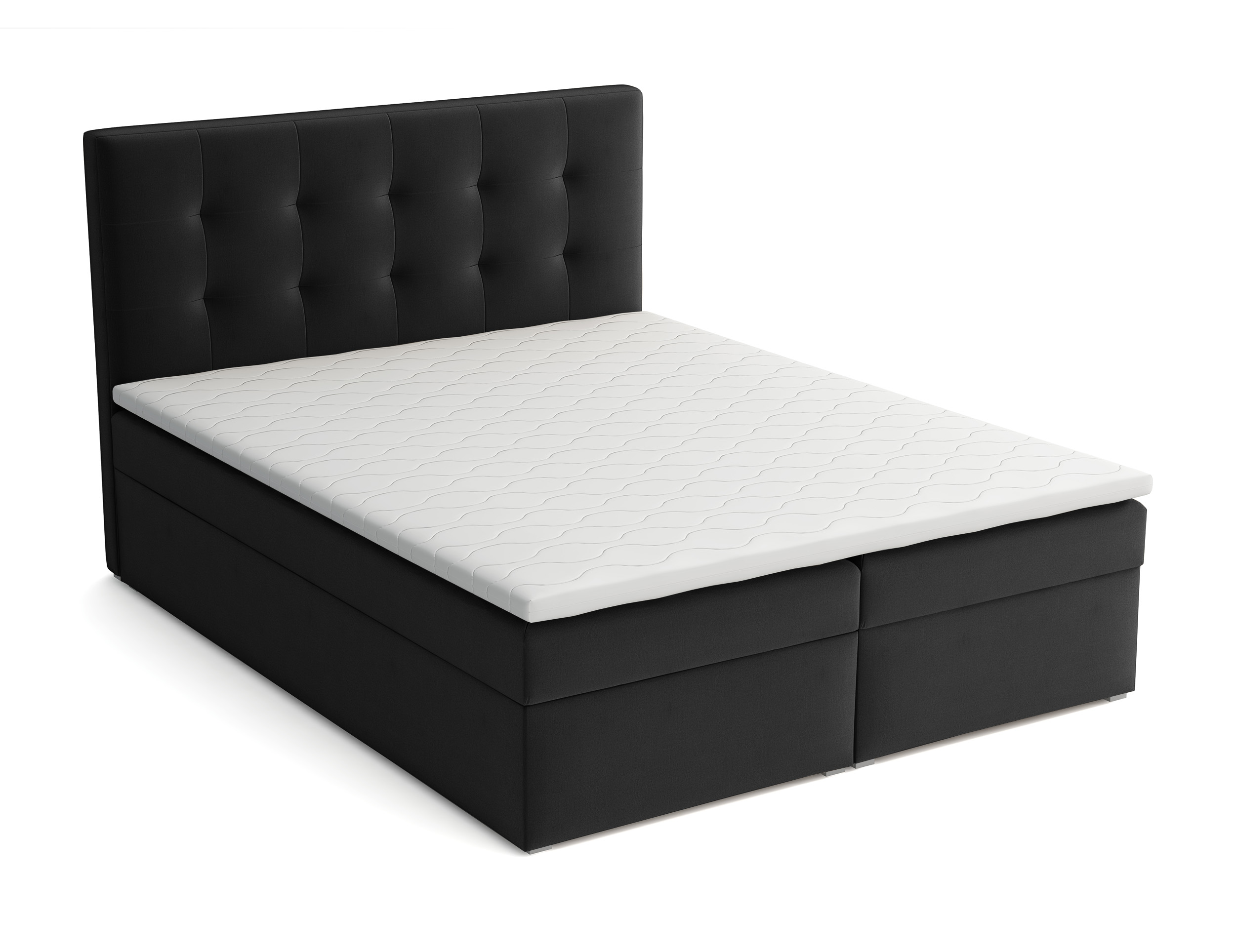 Kontinentalbett 140x200 cm Nabbe mit Stauraum und Topper aus schwarzem Velours