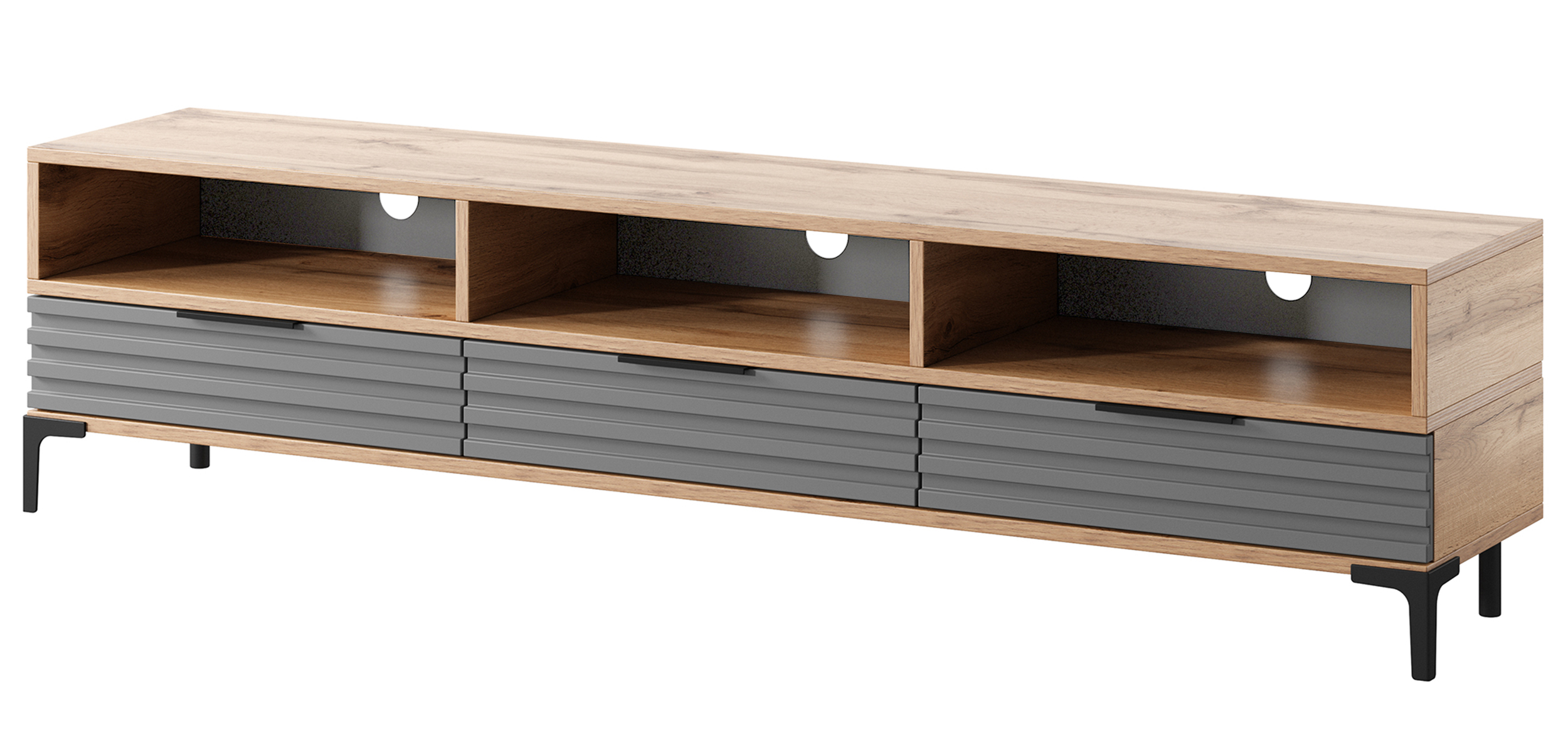 TV-Schrank Rikke 3D 160 cm Eiche Wotan / Matt Grau