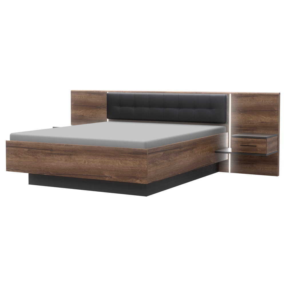 Bett BELLEVUE mit 2 Nachttischen 160x200 cm