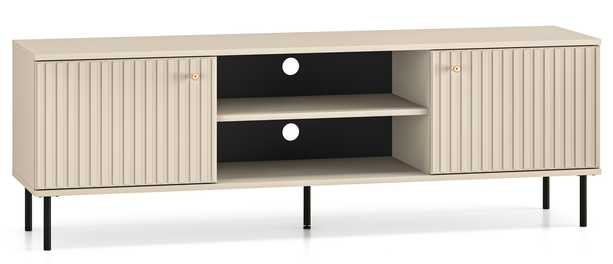 TV-Schrank Caletto 160 cm dekorative Lamellen in Beige