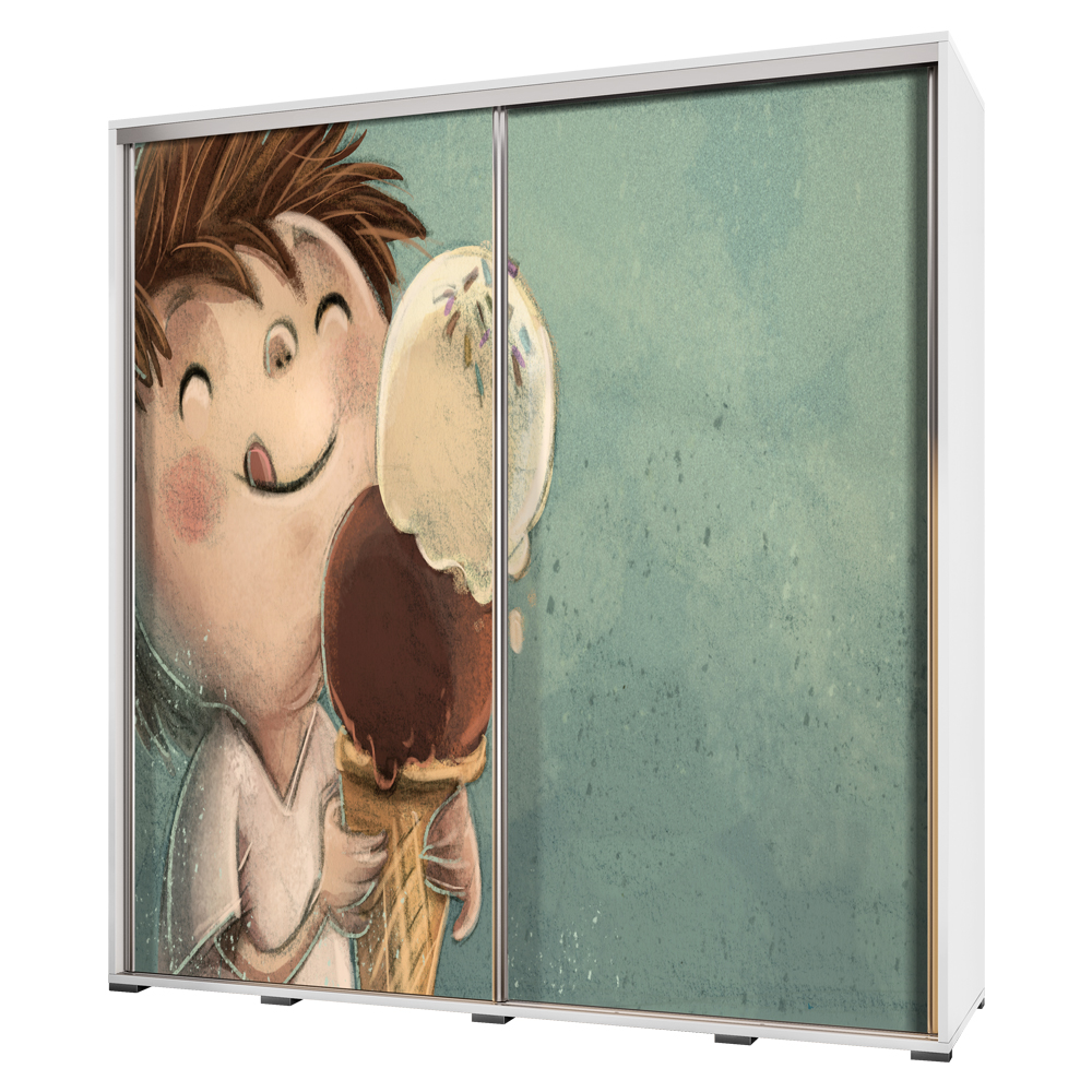 Kleiderschrank WENECJA 205 cm breit mit Fotodruck Leckeres Eis
