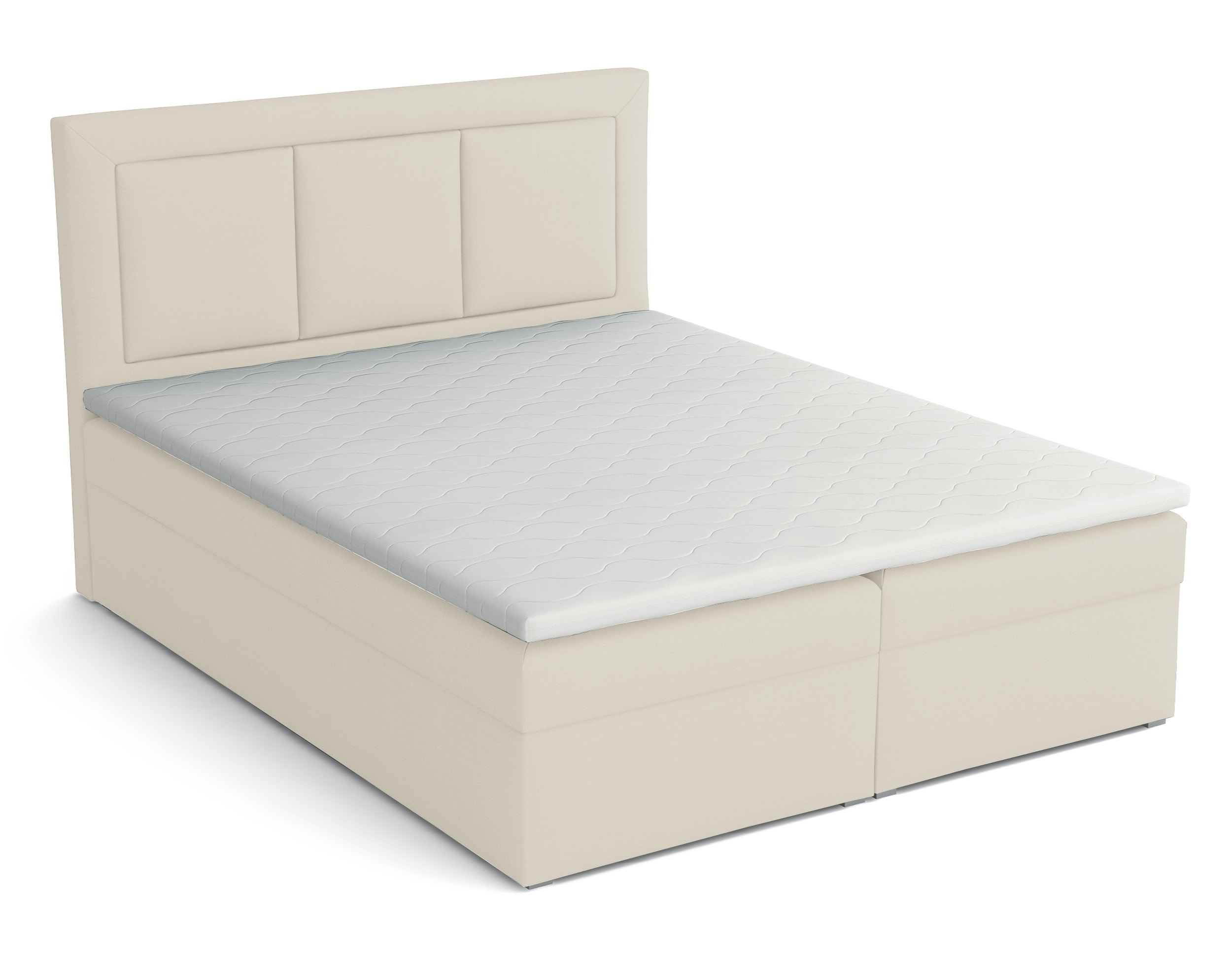 Kontinentalbett 140x200 cm Ligma mit Stauraum und Topper aus hydrophobem cremefarbenem Velvet