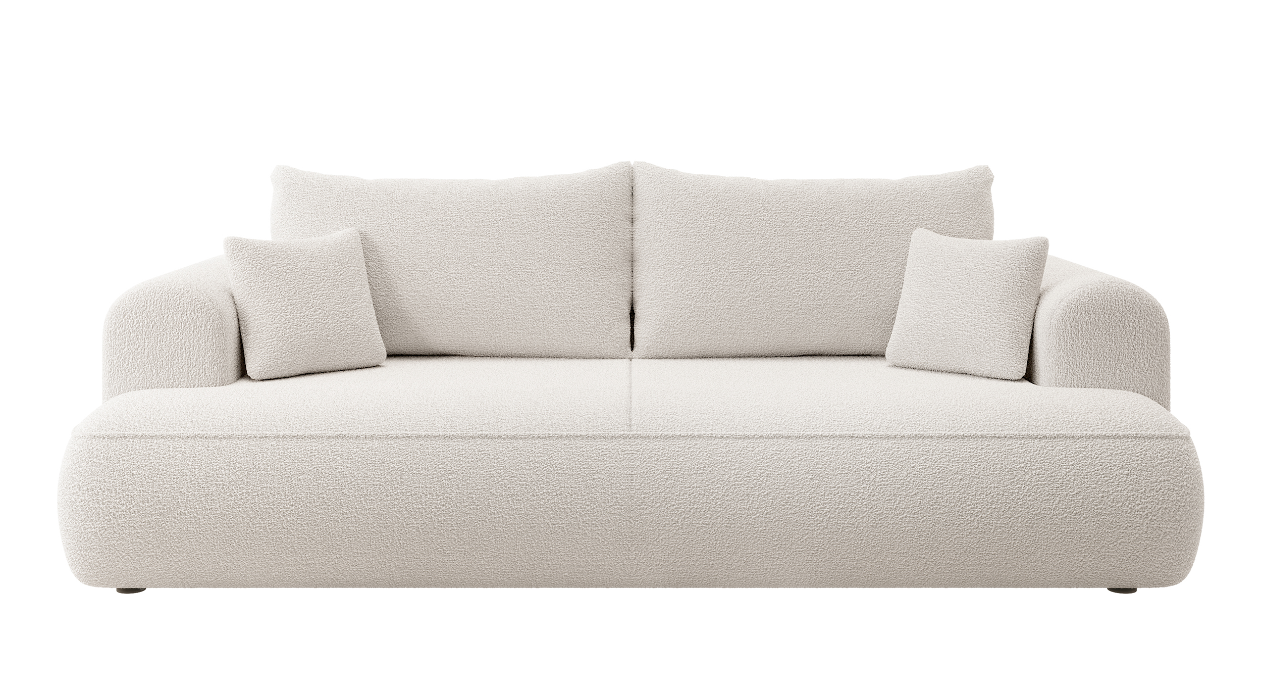 Ovo 3-Sitzer-Sofabett mit Aufbewahrung in cremefarbenem Bouclé