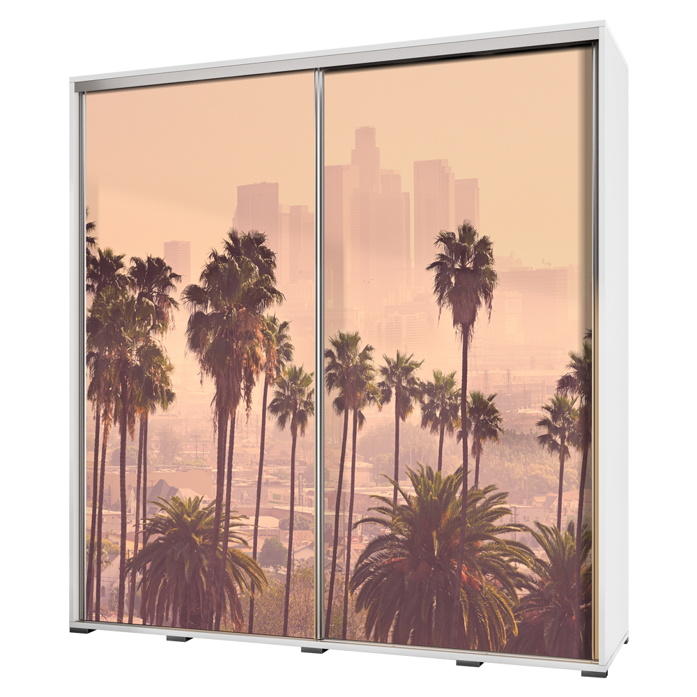Kleiderschrank WENECJA 205 cm breit mit Fotodruck Palmen in Los Angeles