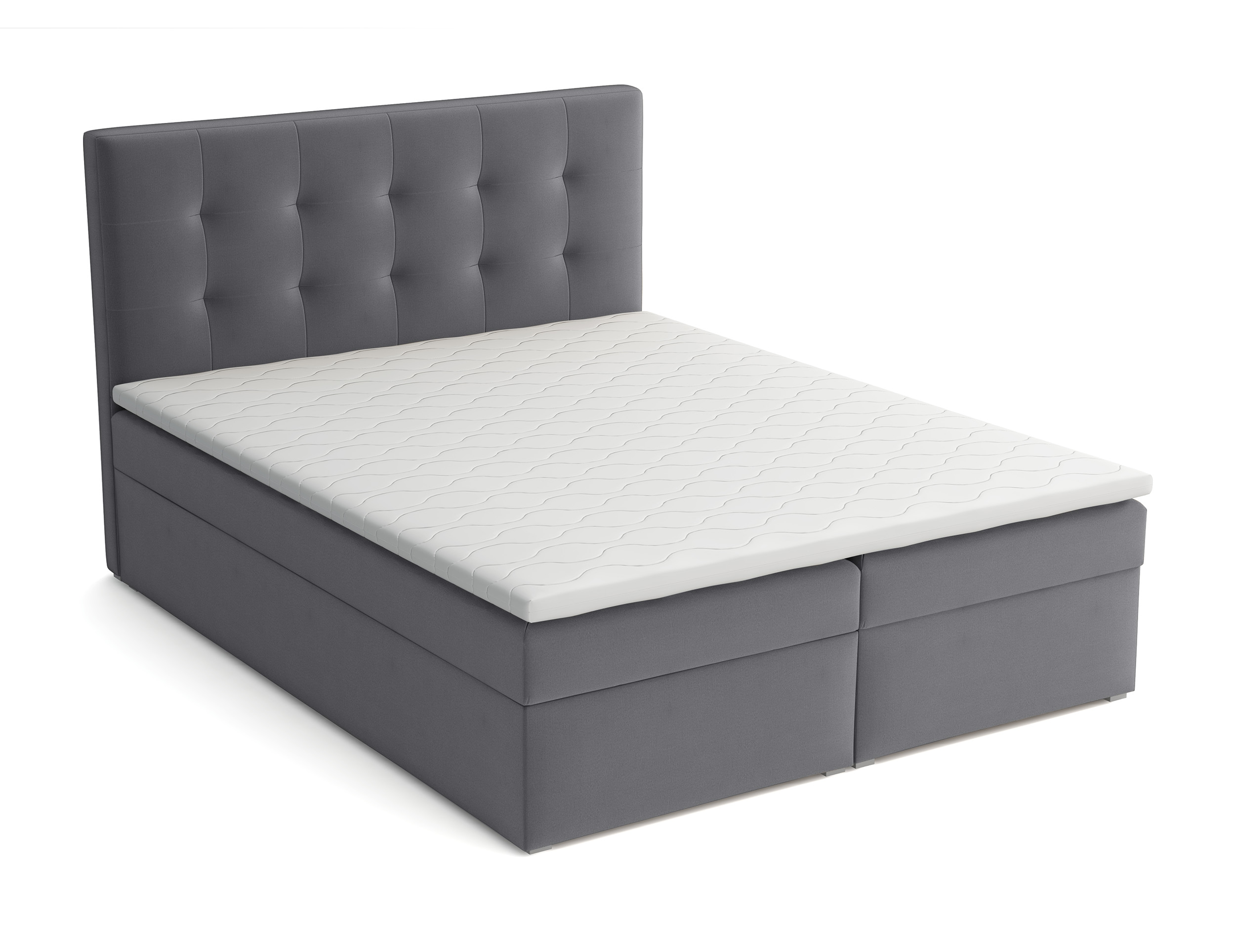 Kontinentalbett 140x200 cm Nabbe mit Stauraum und Topper in dunkelgrauem Velvet