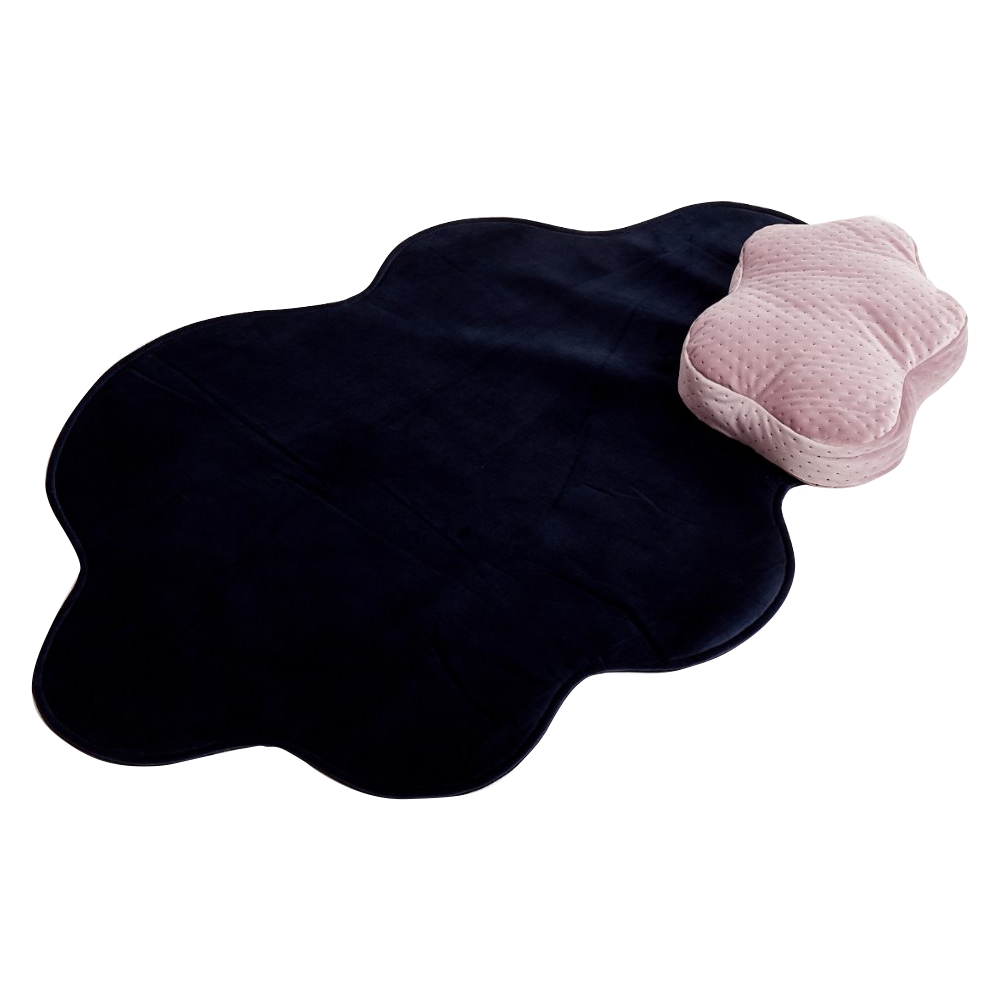 Kindermatte COZIE dunkelblau in Wolkenform mit Kissen