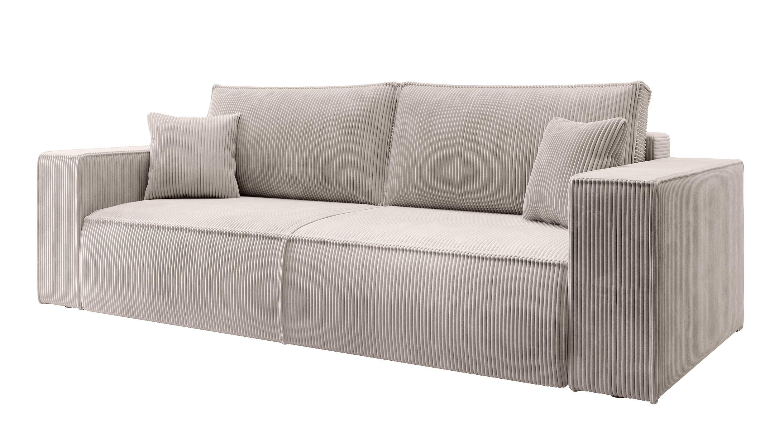 Farese 3-Sitzer-Sofabett mit Stauraum aus cremefarbenem Kordsamt