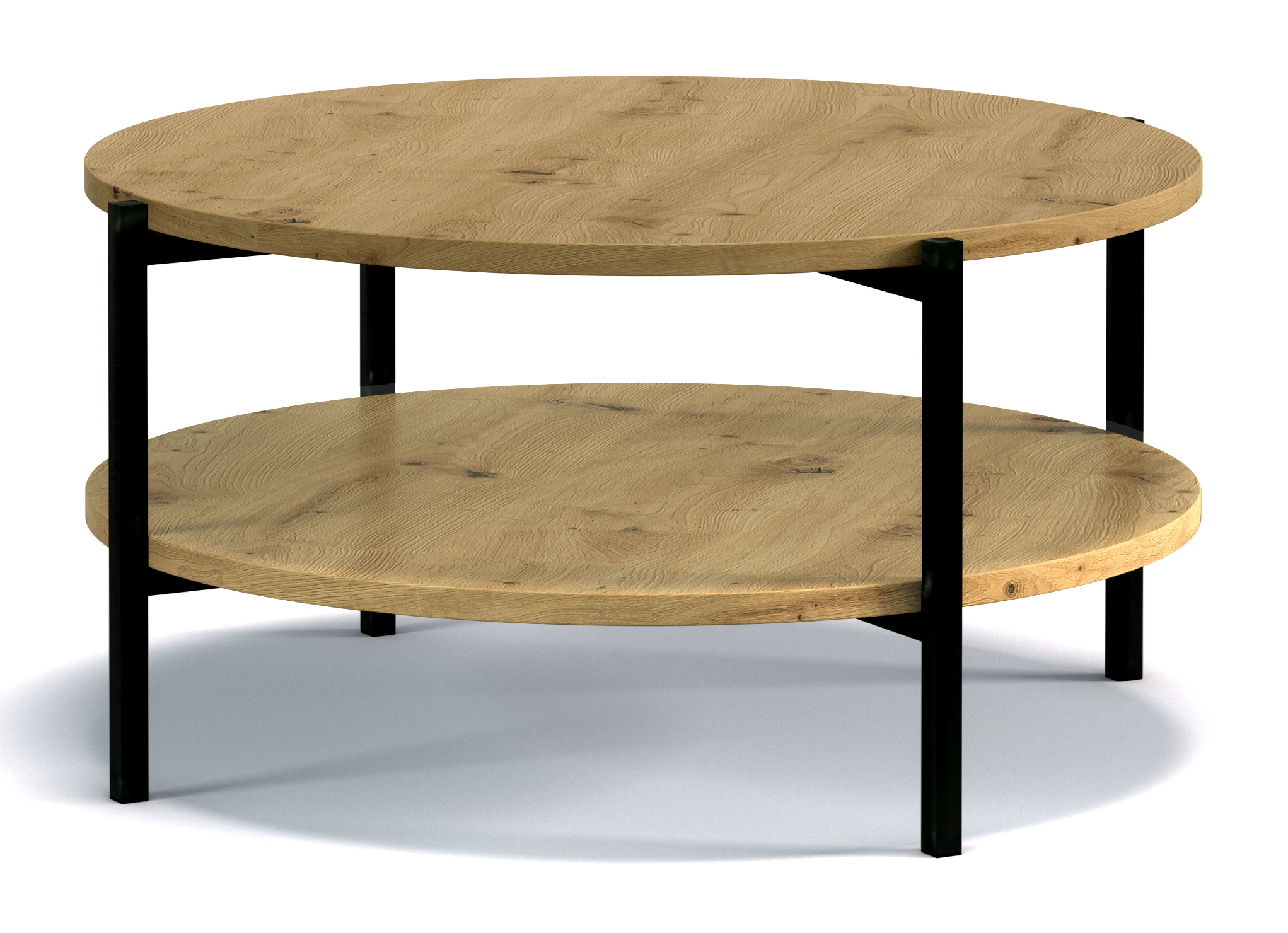 Kaffeetisch Kortala rund 80 cm Artisan-Eiche mit Ablage