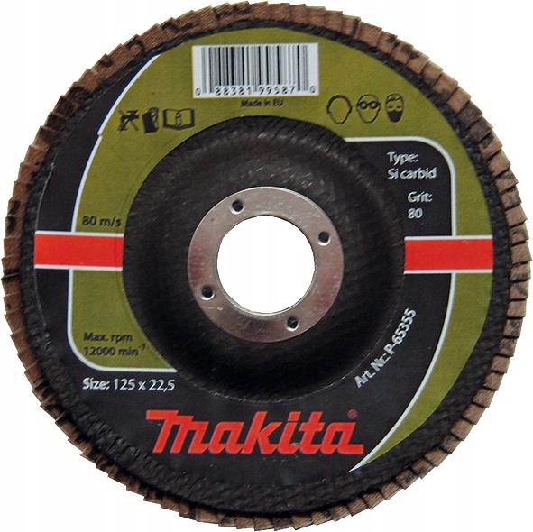 Makita P-65333 flap disc 125 mm grit 40 Silizium Carbide convex for stone, glass, ceramics and plastics