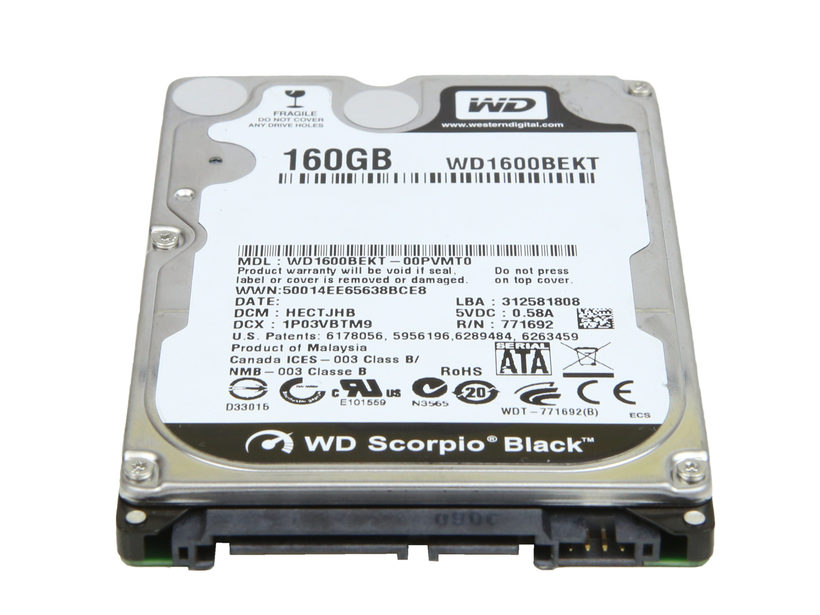 HDD SATA 2.5 WD1600BEKT-00PVMT0 WD WD Scorpio Black 160GB 7.2K