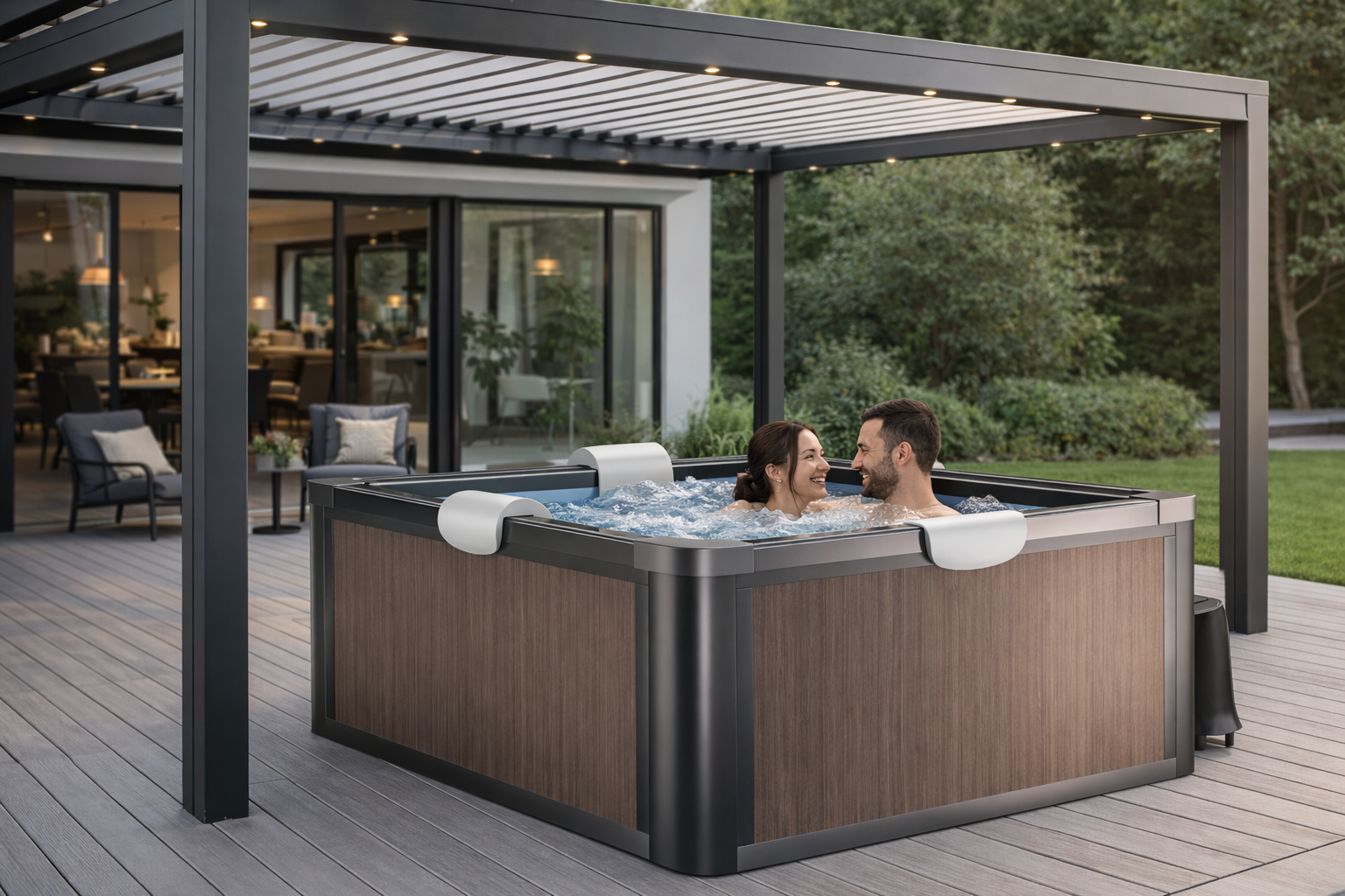 Jacuzzi ogrodowe - Jacuzzi Panelowe Całoroczne  Basen Ogrodowy Spa Corciano Kwadratowe 159 x 159 x 70 cm Hydromasaż (9)