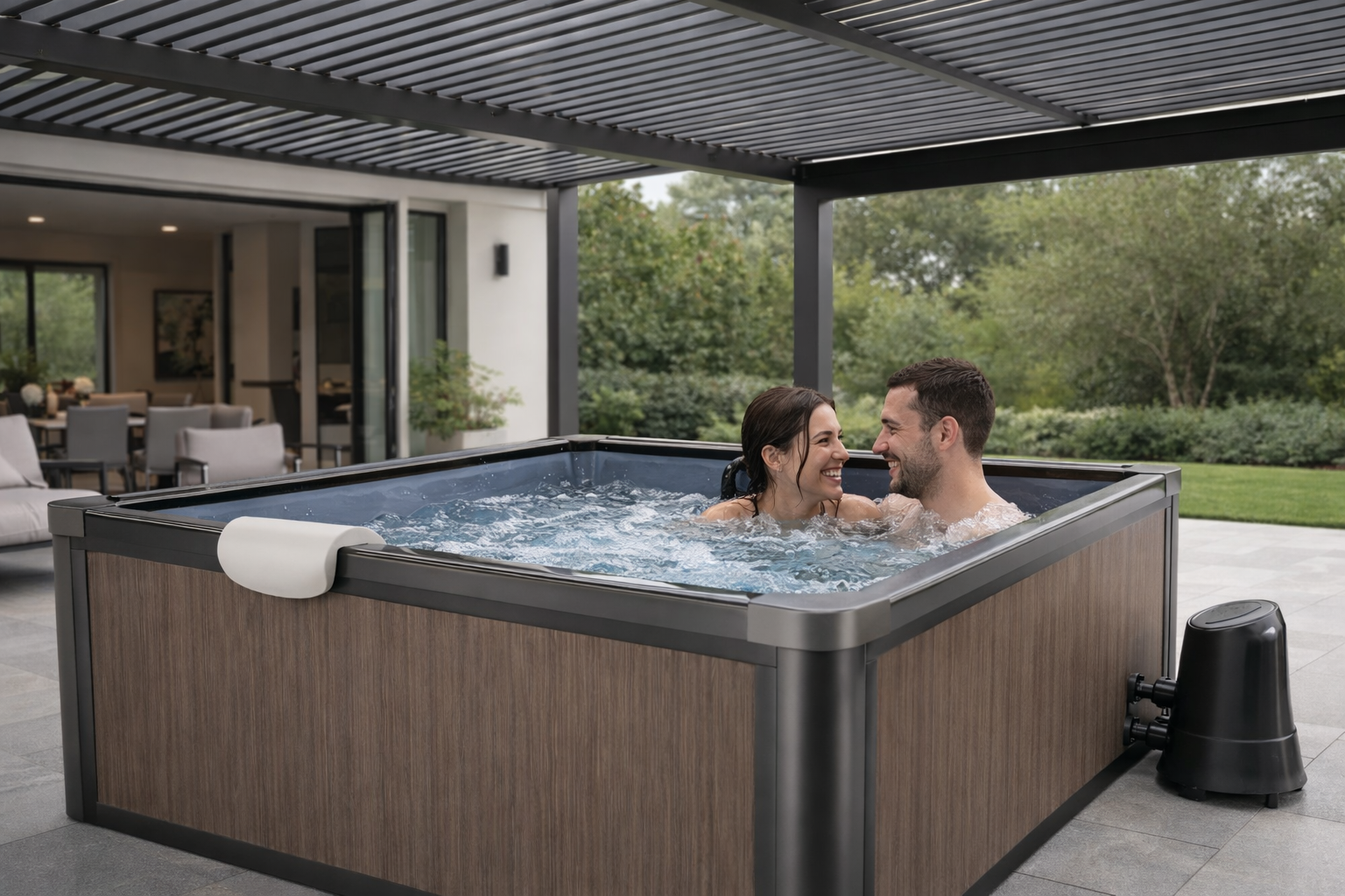 Jacuzzi ogrodowe - Jacuzzi Panelowe Całoroczne  Basen Ogrodowy Spa Corciano Kwadratowe 159 x 159 x 70 cm Hydromasaż (8)