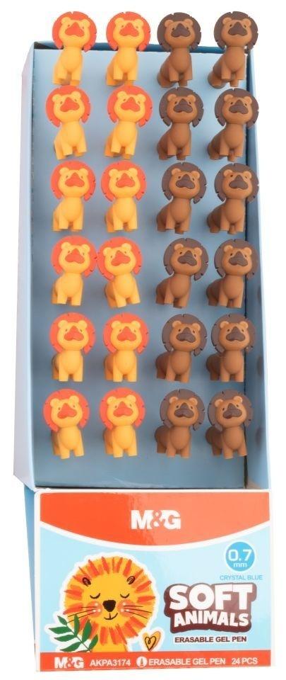 Długopis wymazywalny soft animals nieb (24szt) M&G