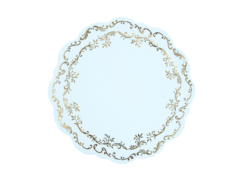 PODKŁADKI POD TALERZE 35,5cm - BŁĘKITNE ZŁOTY ORNAMENT - 6 sztuk PARTY DECO PODKŁADKI POD TALERZE 35,5cm - BŁĘKITNE ZŁOTY ORNAMENT - 6 sztuk PARTY DECO