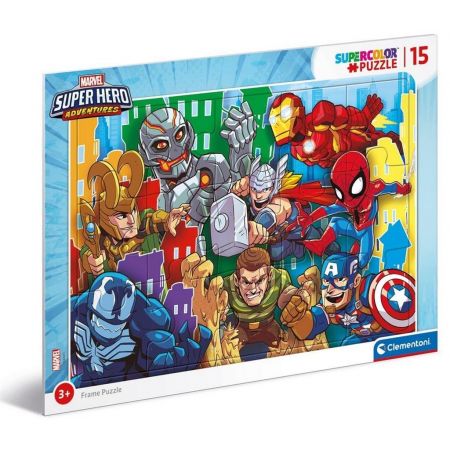 PUZZLE RAMKOWE 15 EL - Superhero, CLEMENTONI
