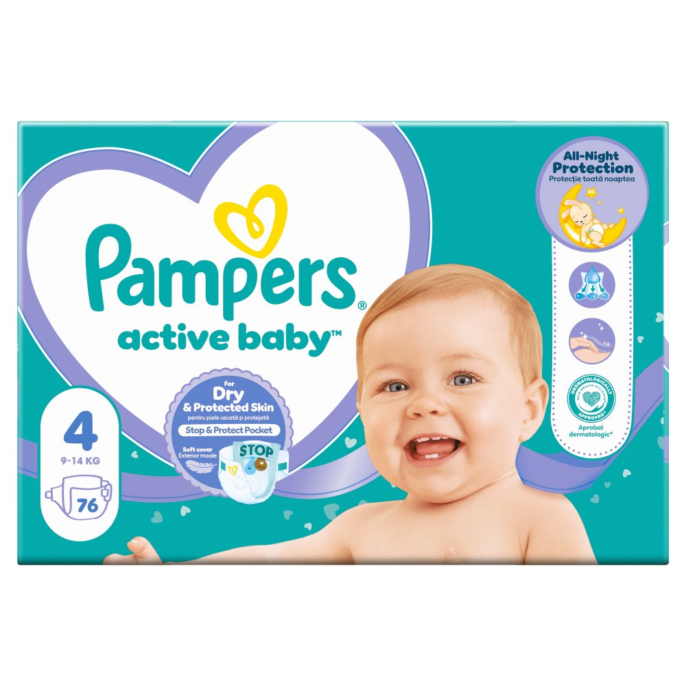 Pampers Active Baby 4, 76 Pieluszek,9kg - 14kg