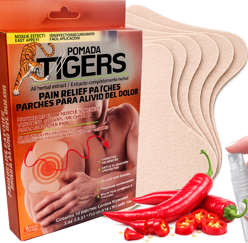 Plastry przeciwbólowe TIGERS na ból barku stawów Imbir i Chilli 10szt