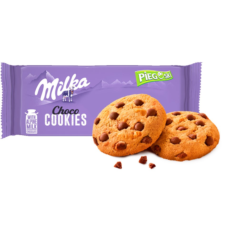 Milka Pieguski Choco Cookie Ciasteczka z kawałkami czekolady mlecznej z mleka alpejskiego 135g (4)