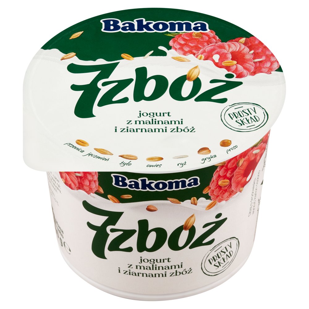 Bakoma 7 zbóż Jogurt z malinami i ziarnami zbóż 300g (2)