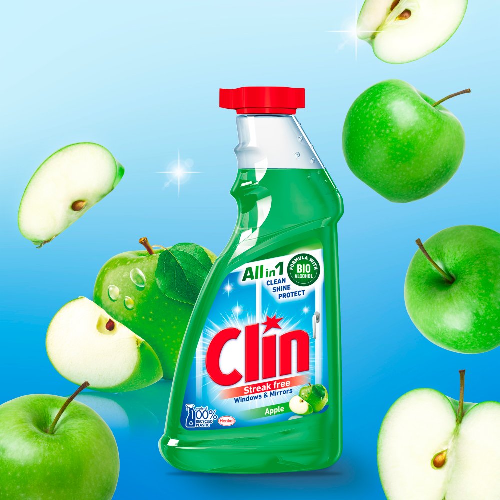 Clin Apple Płyn do mycia powierzchni szklanych opakowanie uzupełniające 500ml (3)