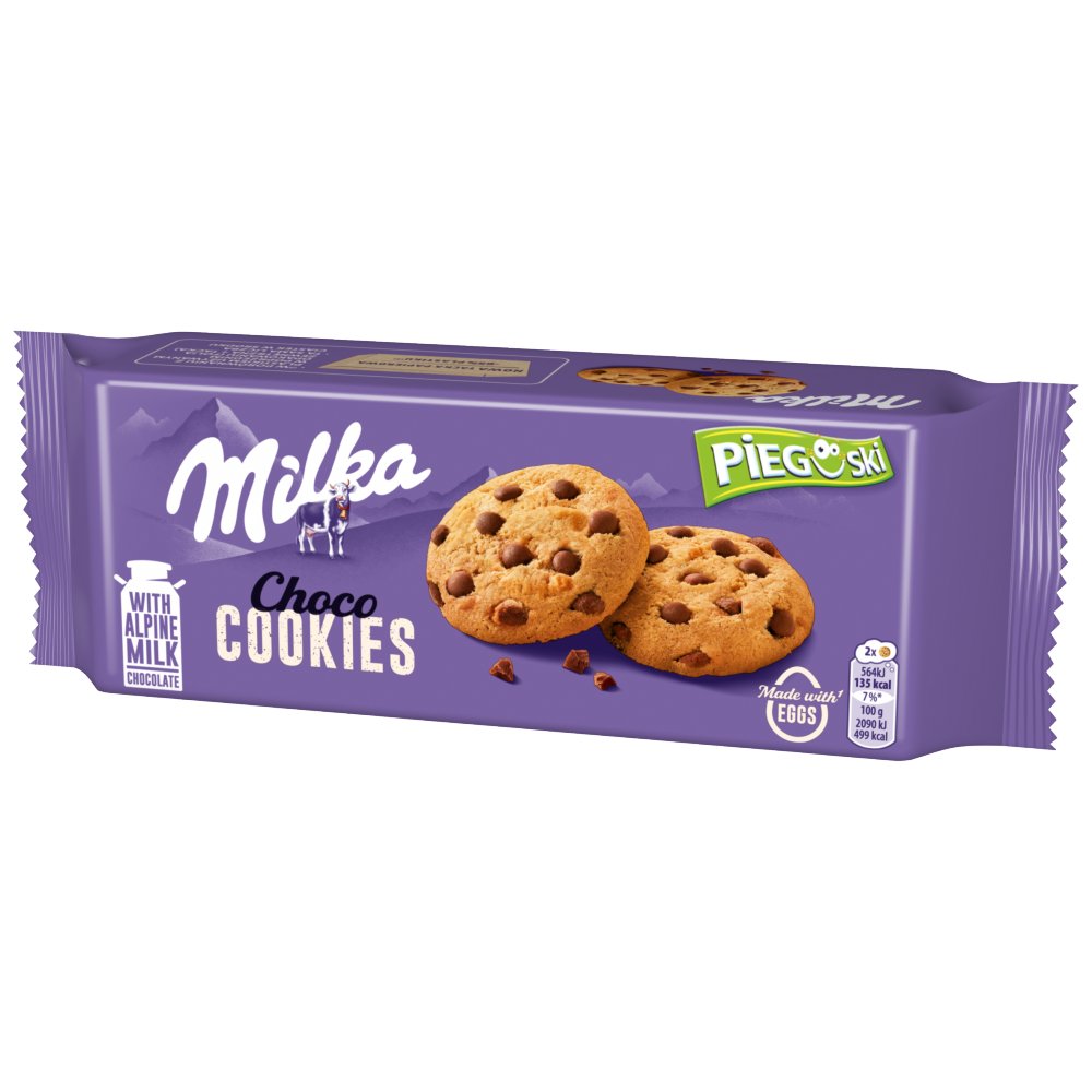 Milka Pieguski Choco Cookie Ciasteczka z kawałkami czekolady mlecznej z mleka alpejskiego 135g (3)