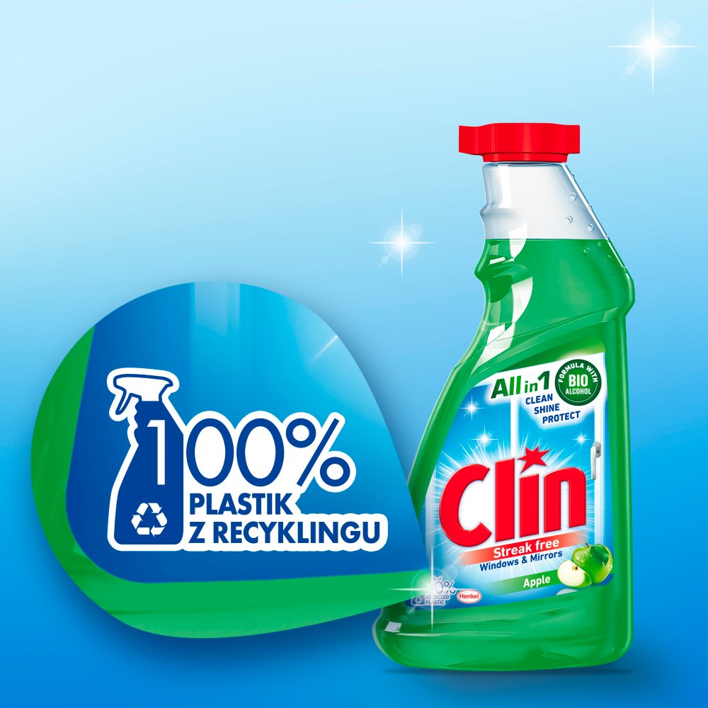 Clin Apple Płyn do mycia powierzchni szklanych opakowanie uzupełniające 500ml (4)