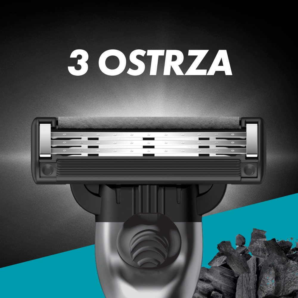 Gillette Mach3 Charcoal Maszynka do golenia dla mężczyzn, 1 maszynka Gillette, 2 ostrza wymienne (3)