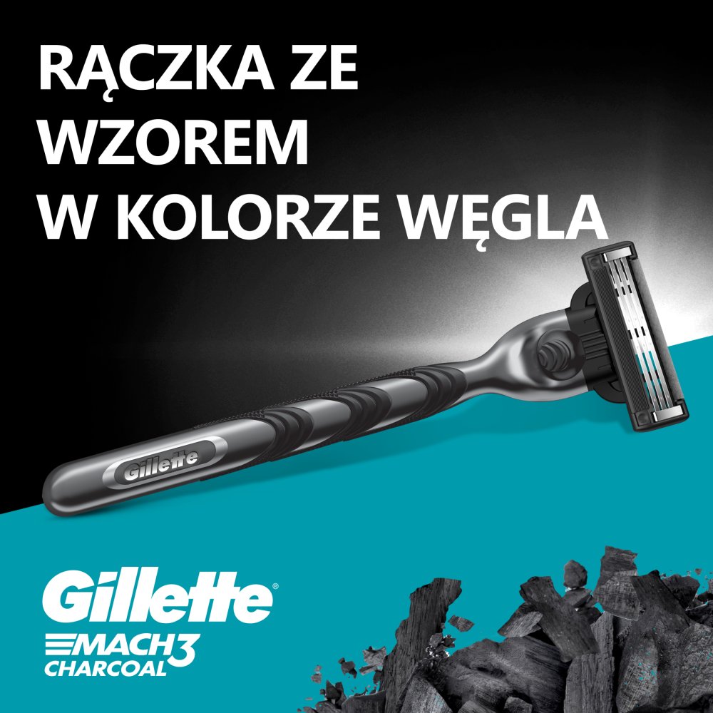 Gillette Mach3 Charcoal Maszynka do golenia dla mężczyzn, 1 maszynka Gillette, 2 ostrza wymienne (7)