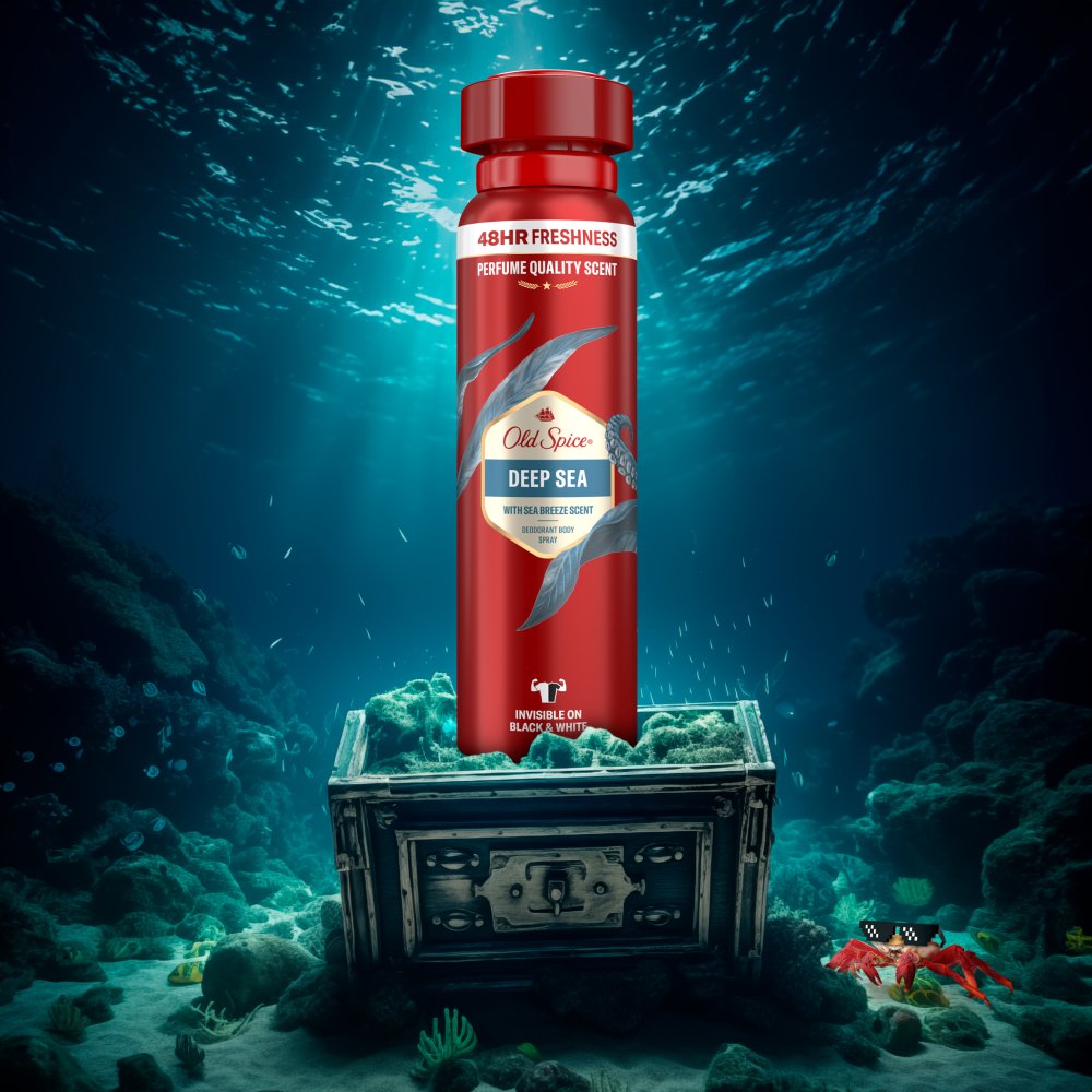 Old Spice Deep Sea Dezodorant W Sprayu Dla Mężczyzn, 150ml, 48H Świeżości, 0% Aluminium (5)