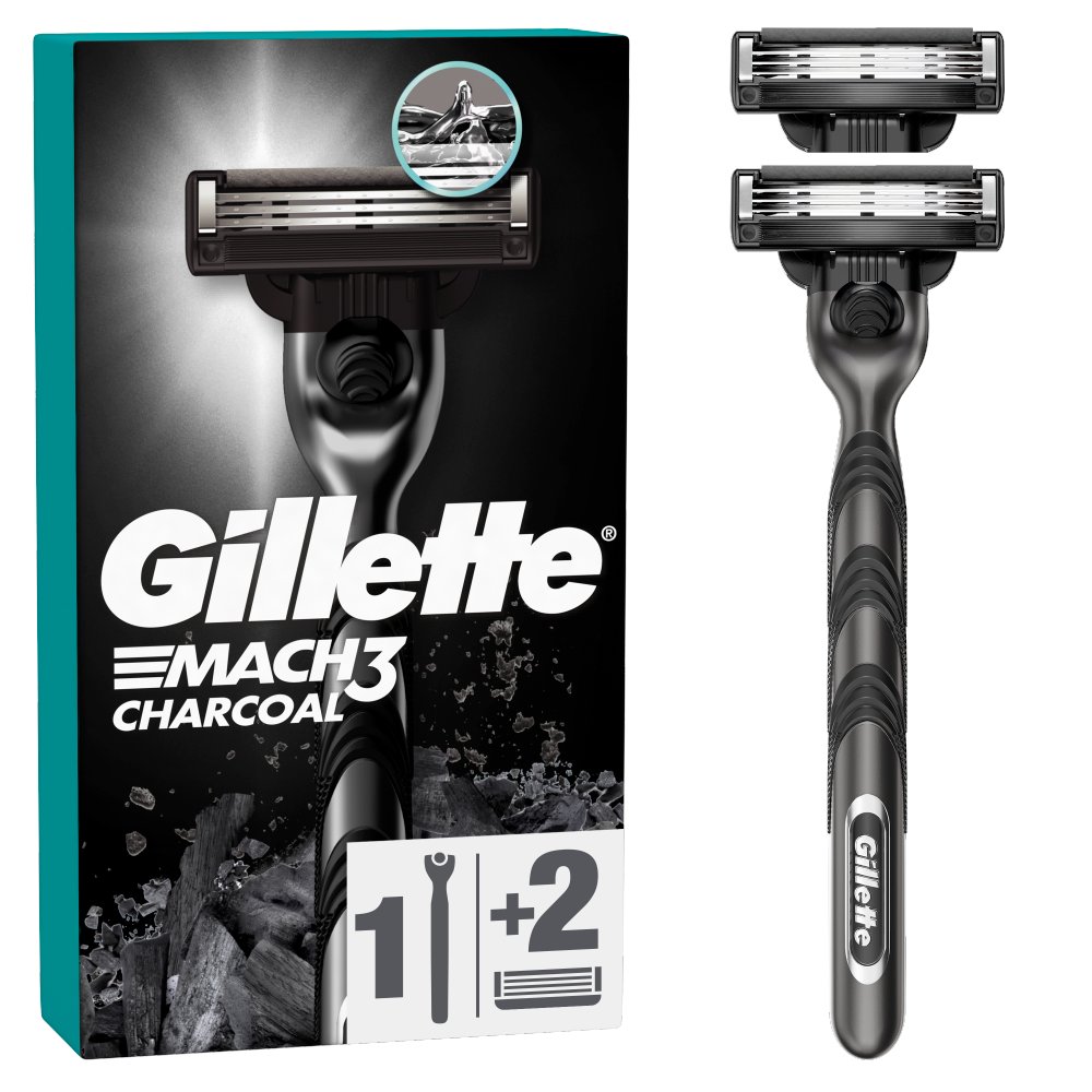 Gillette Mach3 Charcoal Maszynka do golenia dla mężczyzn, 1 maszynka Gillette, 2 ostrza wymienne (2)