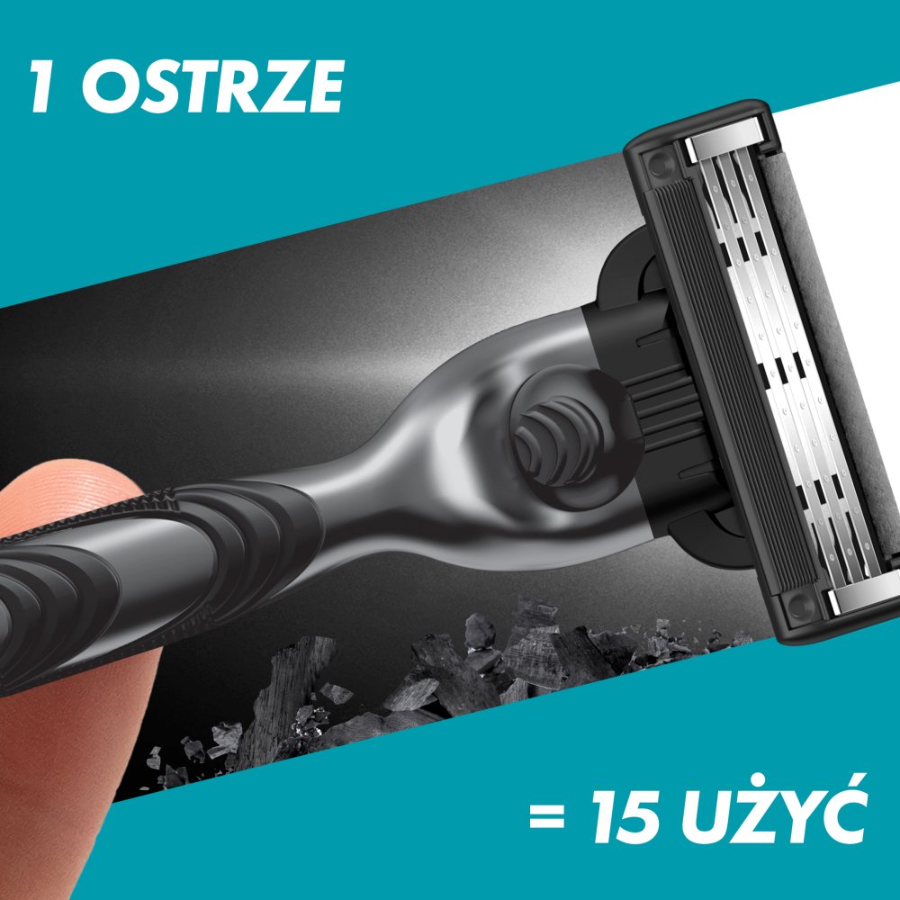 Gillette Mach3 Charcoal Maszynka do golenia dla mężczyzn, 1 maszynka Gillette, 2 ostrza wymienne (4)
