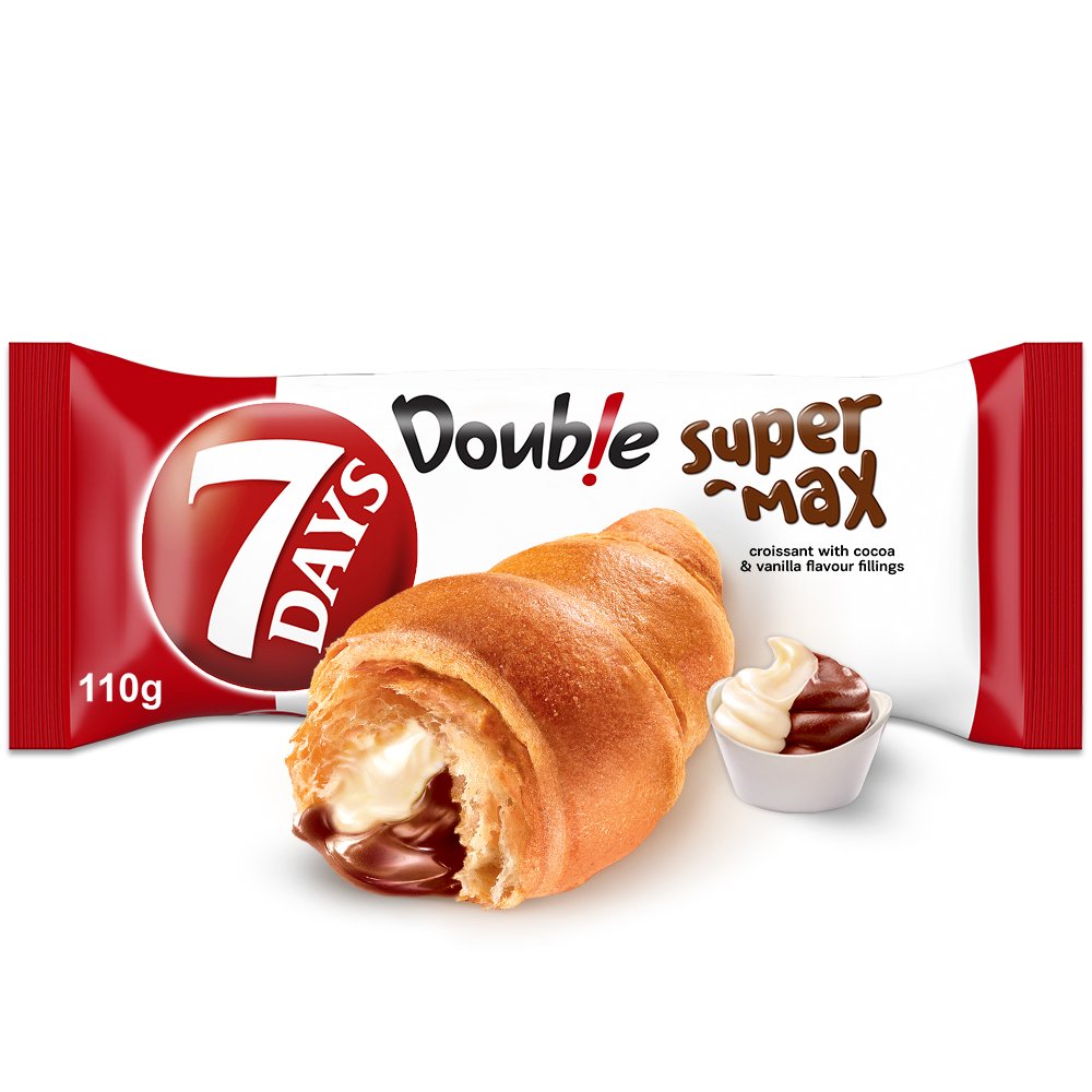 7 Days Doub!e Super Max Rogalik z nadzieniem kakaowym i o smaku waniliowym 110 g (2)