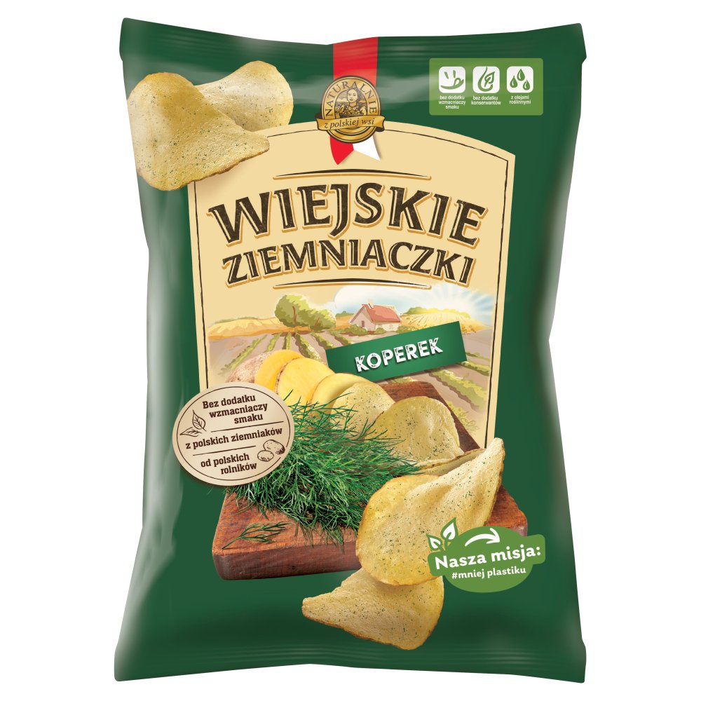 Wiejskie Ziemniaczki Chipsy ziemniaczane o smaku koperku 130 g leclerc24gliwice.pl