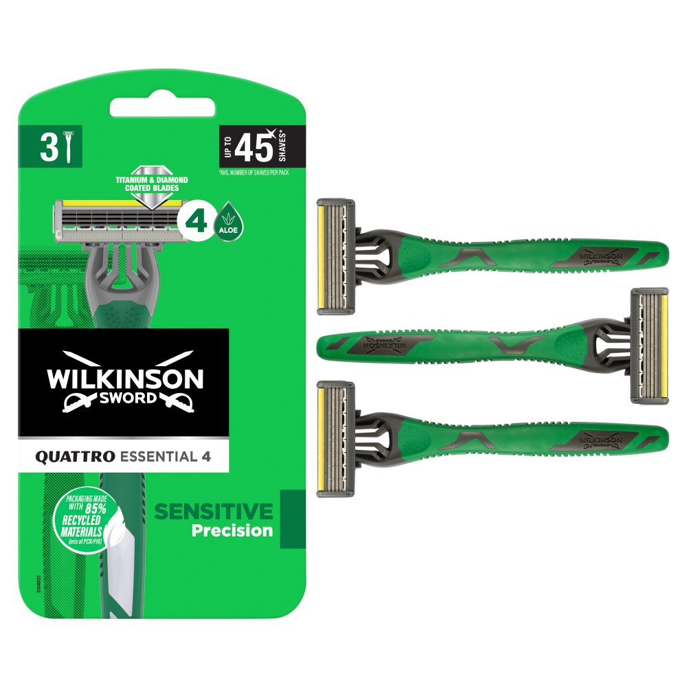 Wilkinson Sword Quattro Titanium Sensitive Jednorazowe maszynki do golenia z 4 ostrzami 3 sztuki (2)