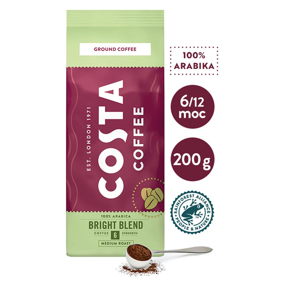 COSTA COFFEE Bright Blend Medium Roast Kawa palona mielona 200 g (7)